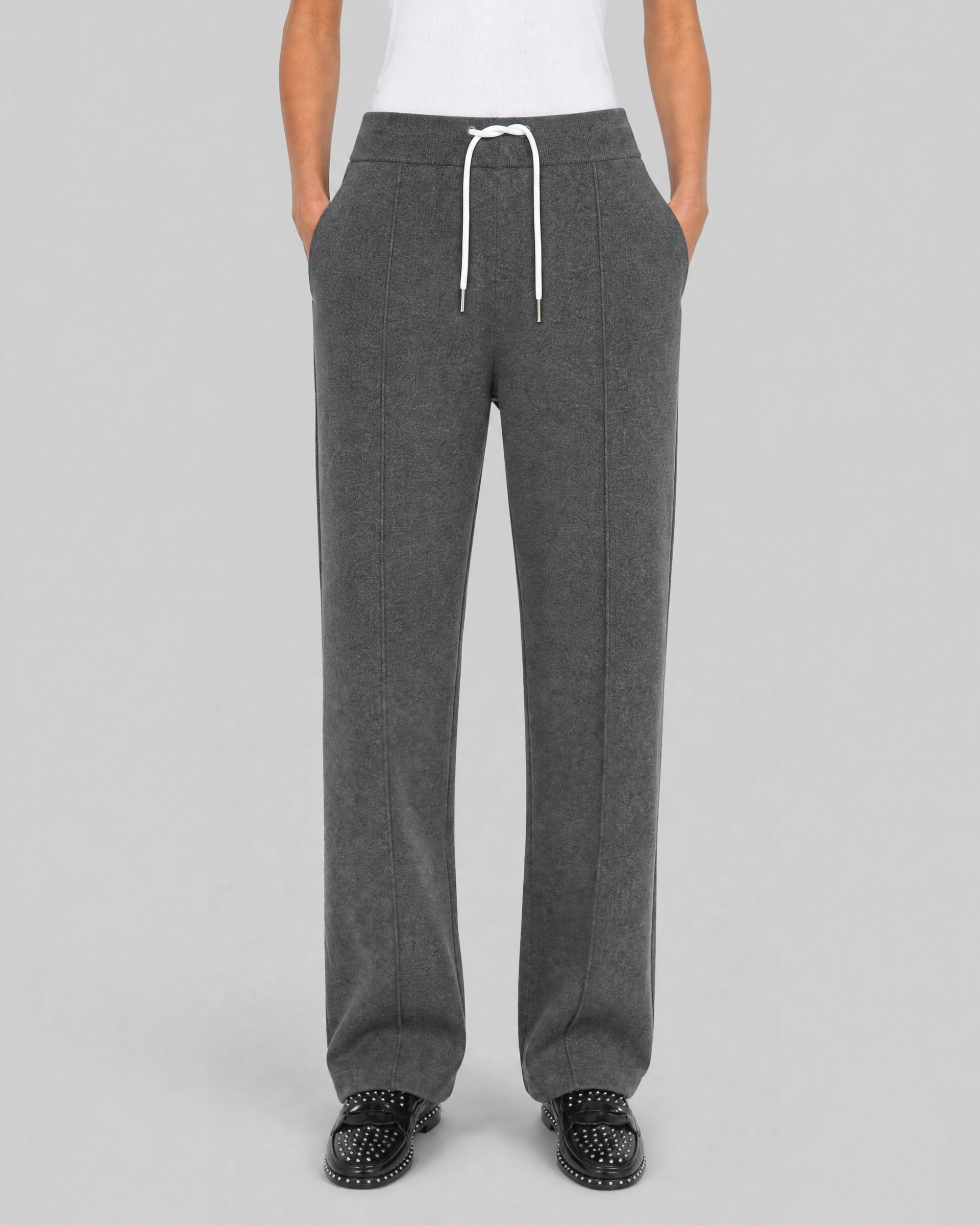 Straight-leg pants in gray wool and cashmere