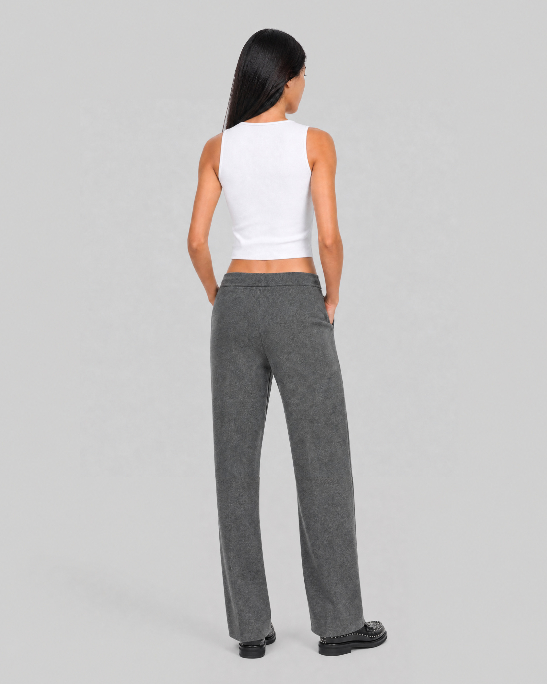 Straight-leg pants in gray wool and cashmere