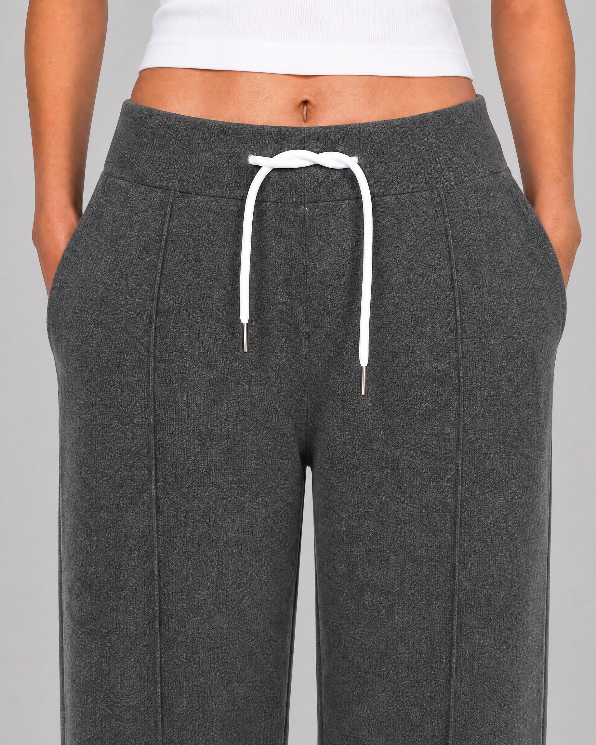Straight-leg pants in gray wool and cashmere