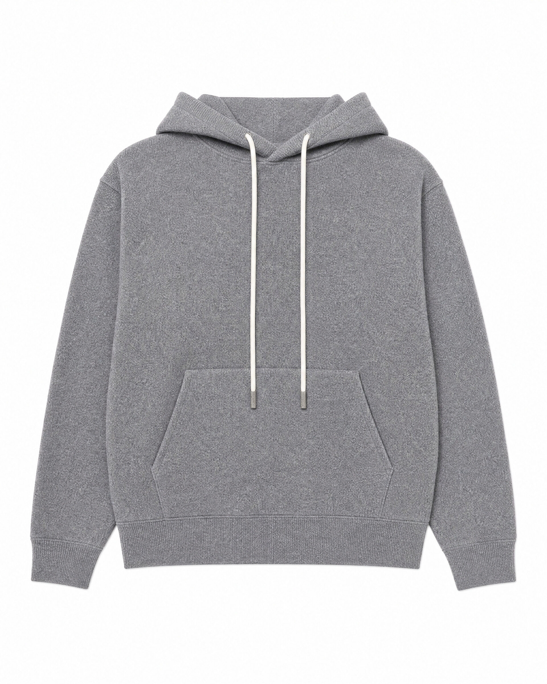 Gray merino wool and cashmere sweatshirt-style sweater