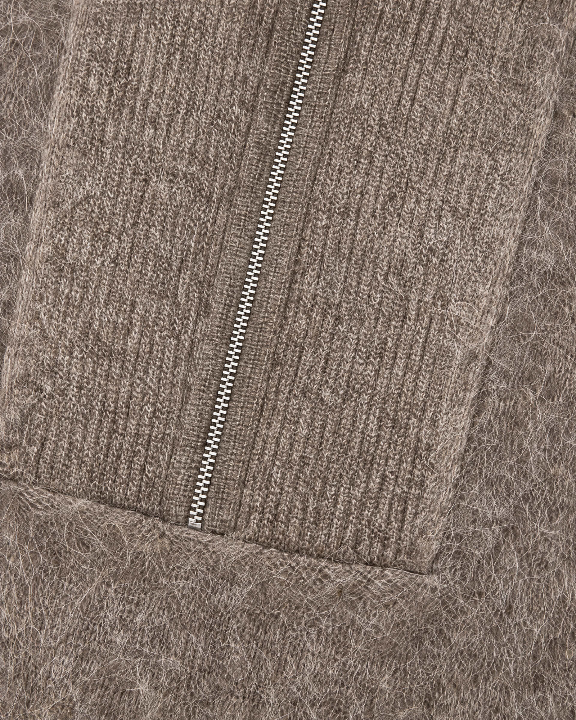 Brown Mohair-Blend Sweater with a Trucker Collar