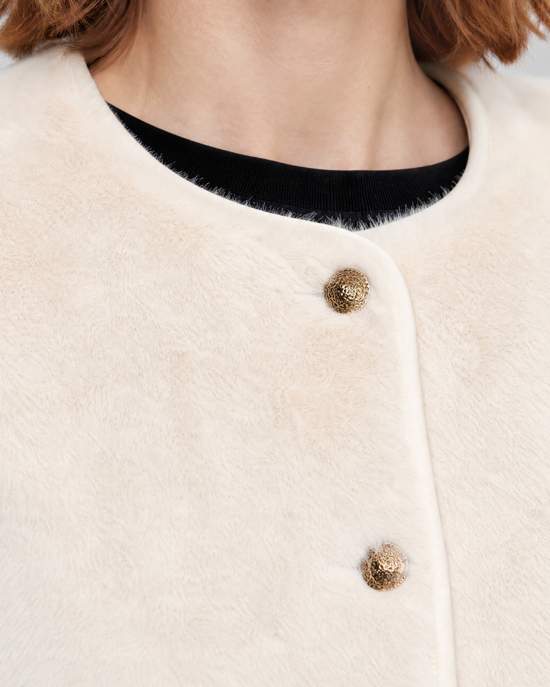 Ecru faux fur jacket