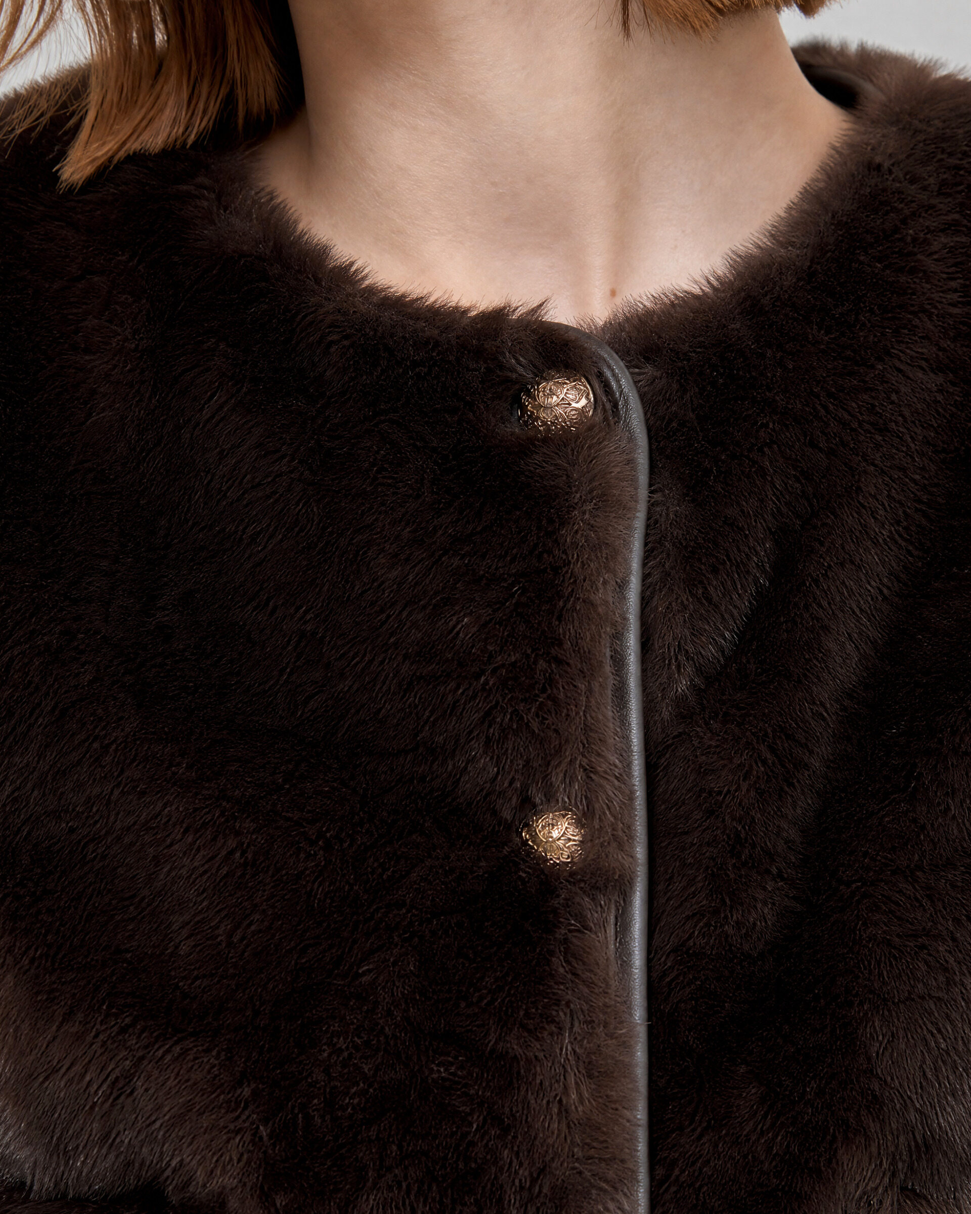 Brown faux fur jacket