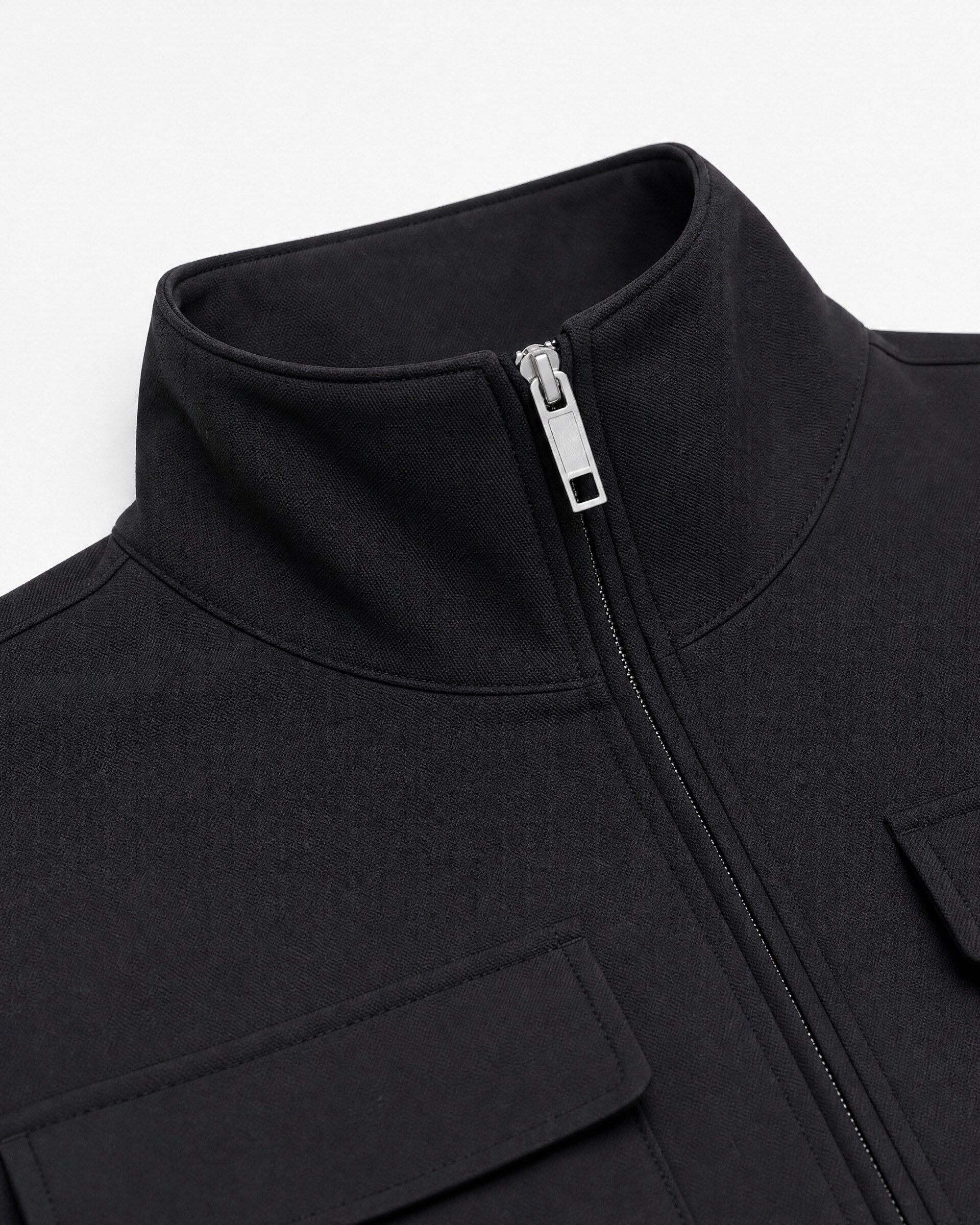 Black wool-blend zip-up jacket