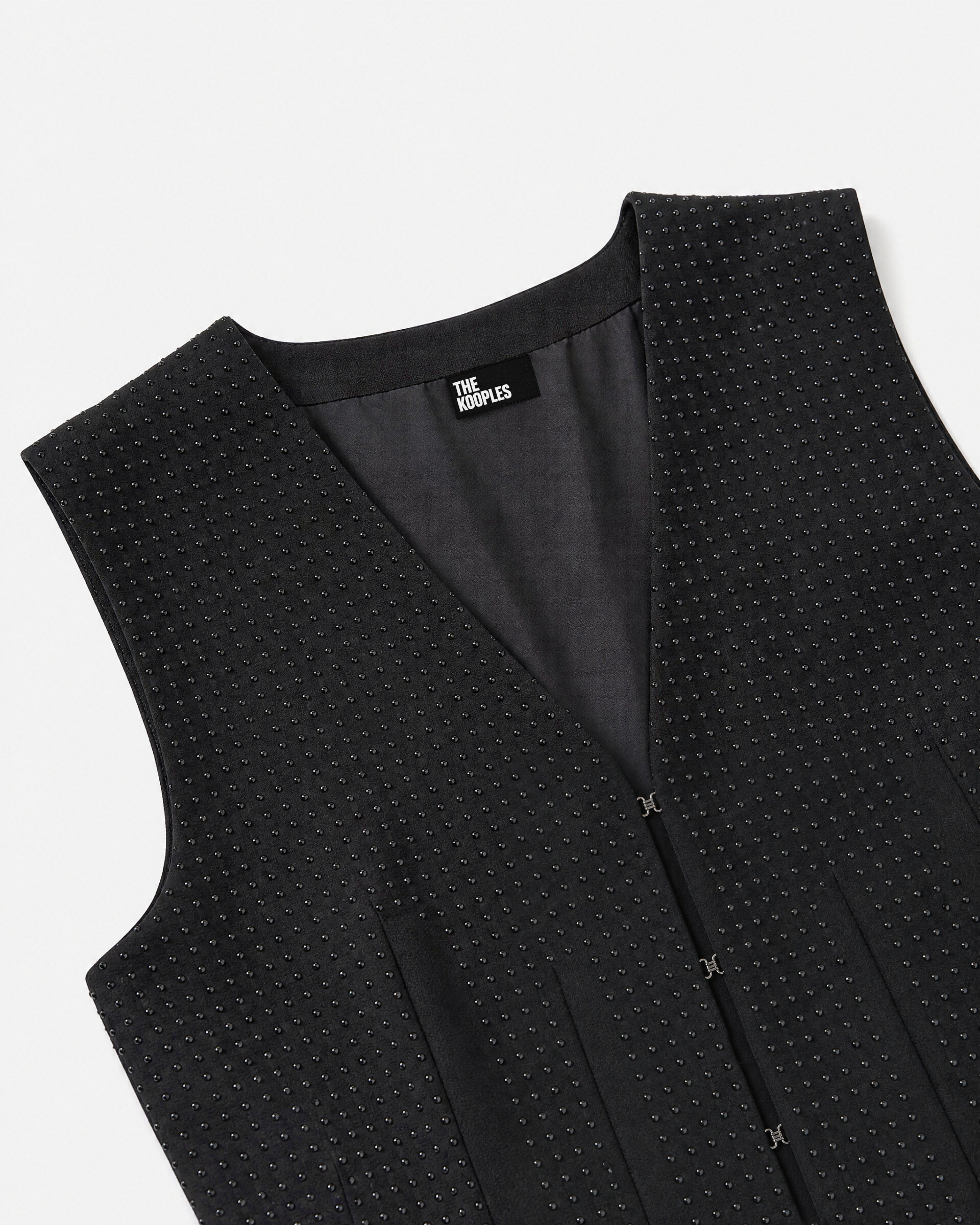 Black Rhinestone-Embellished Wool-Blend Cardigan
