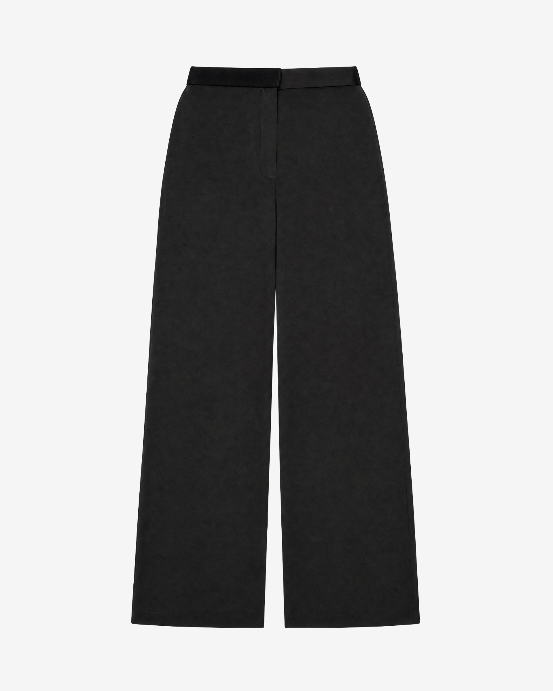 Wide-leg black satin pants