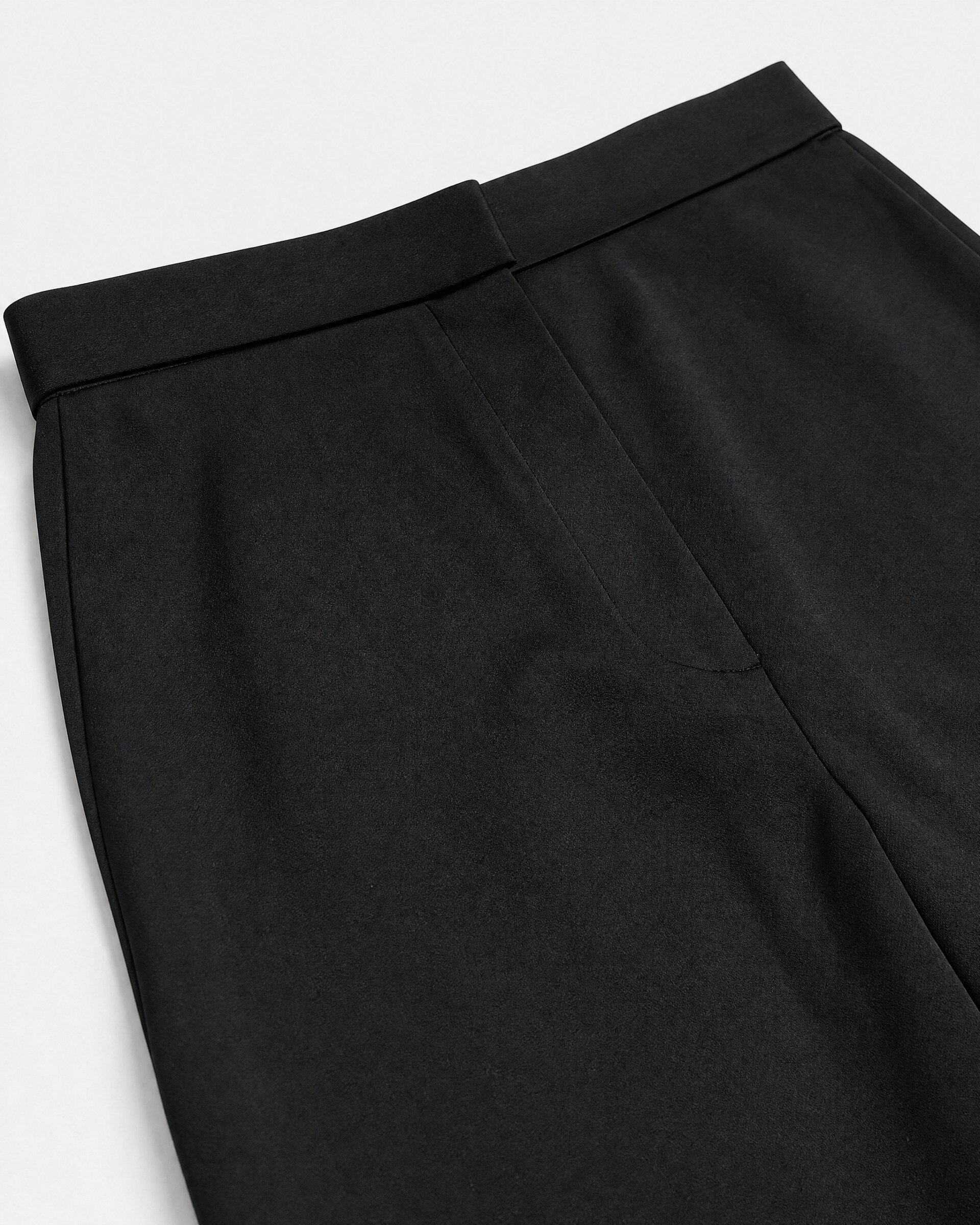 Wide-leg black satin pants