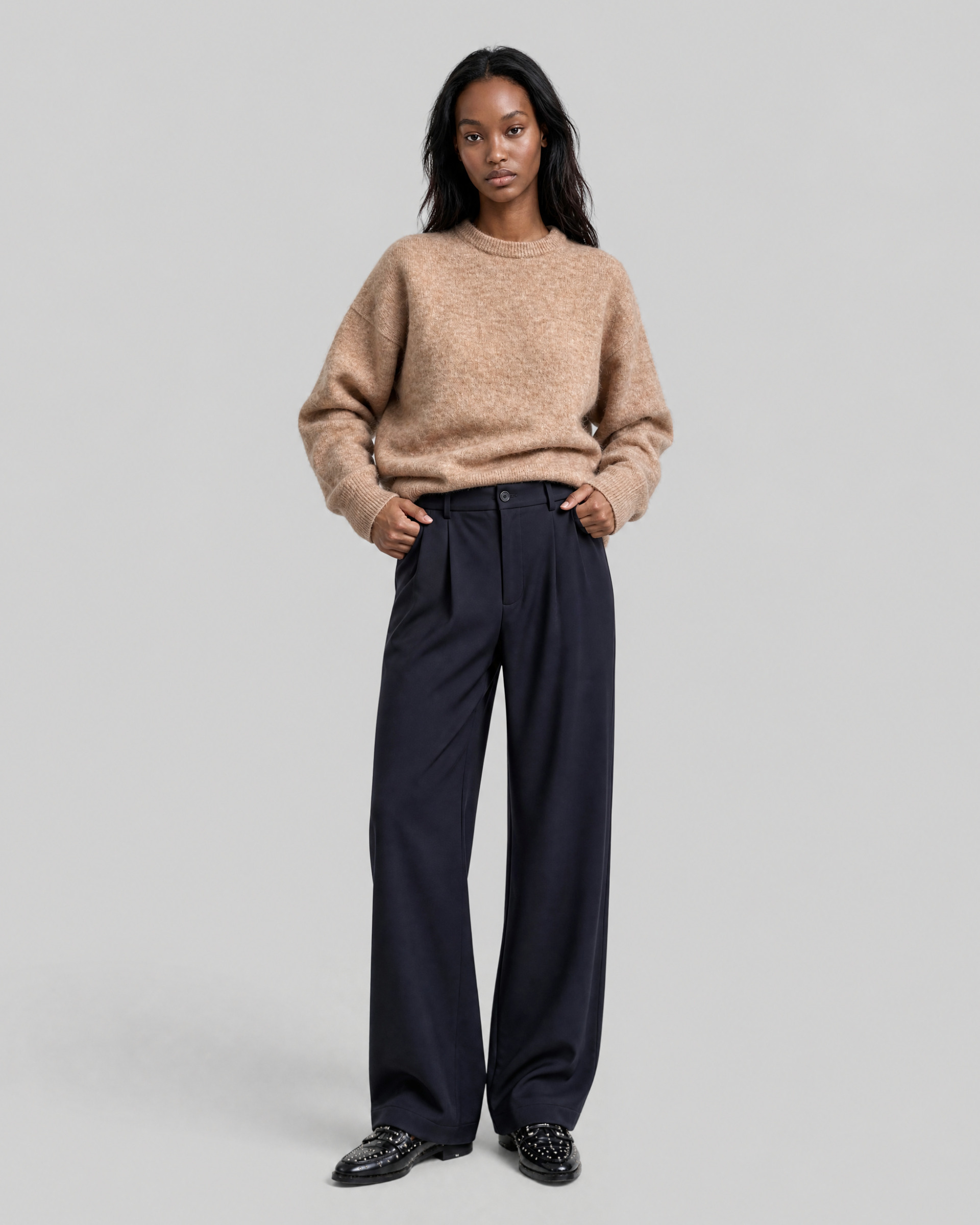 Beige Mohair-Blend Sweater