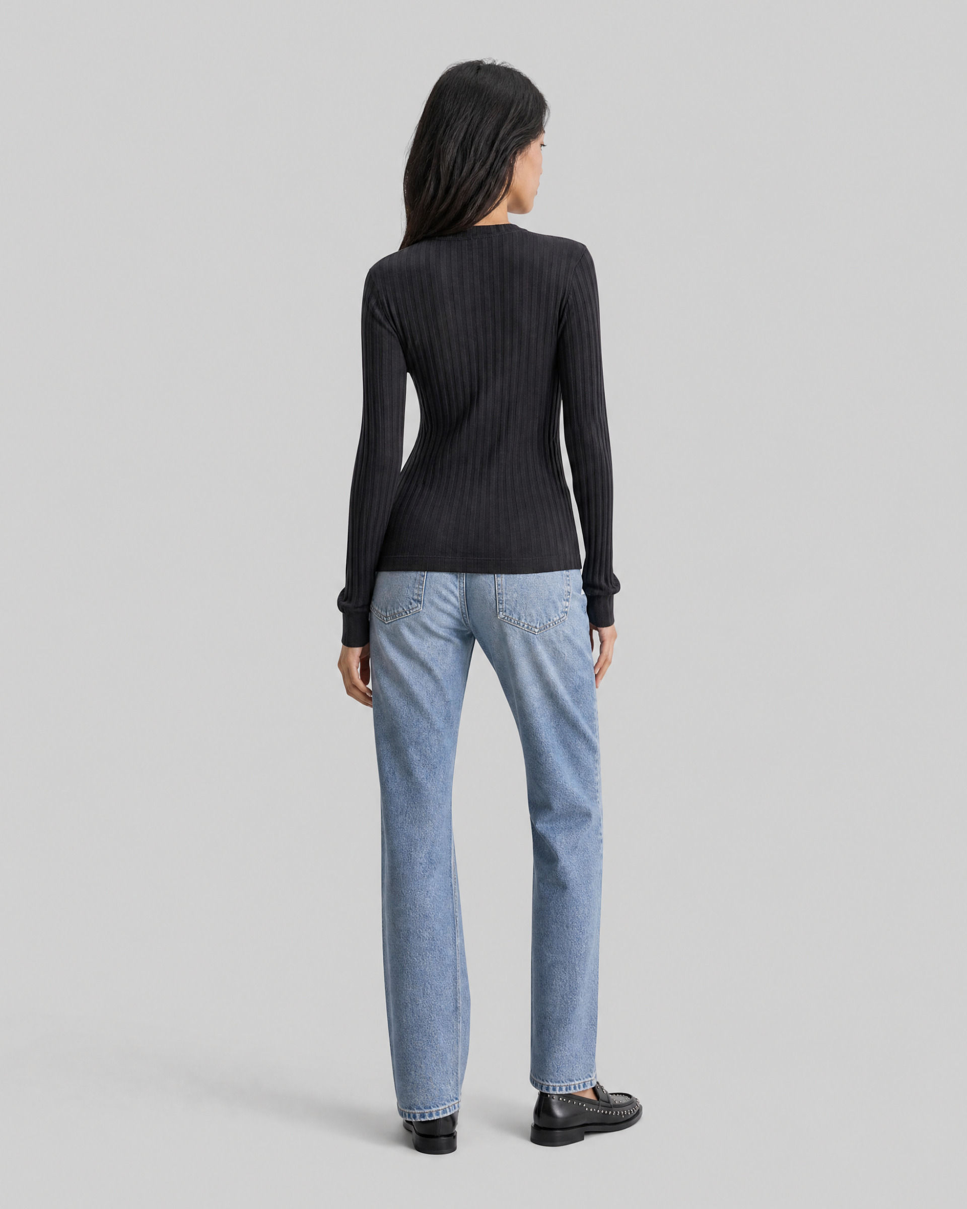 Black Long-Sleeve Cotton Top