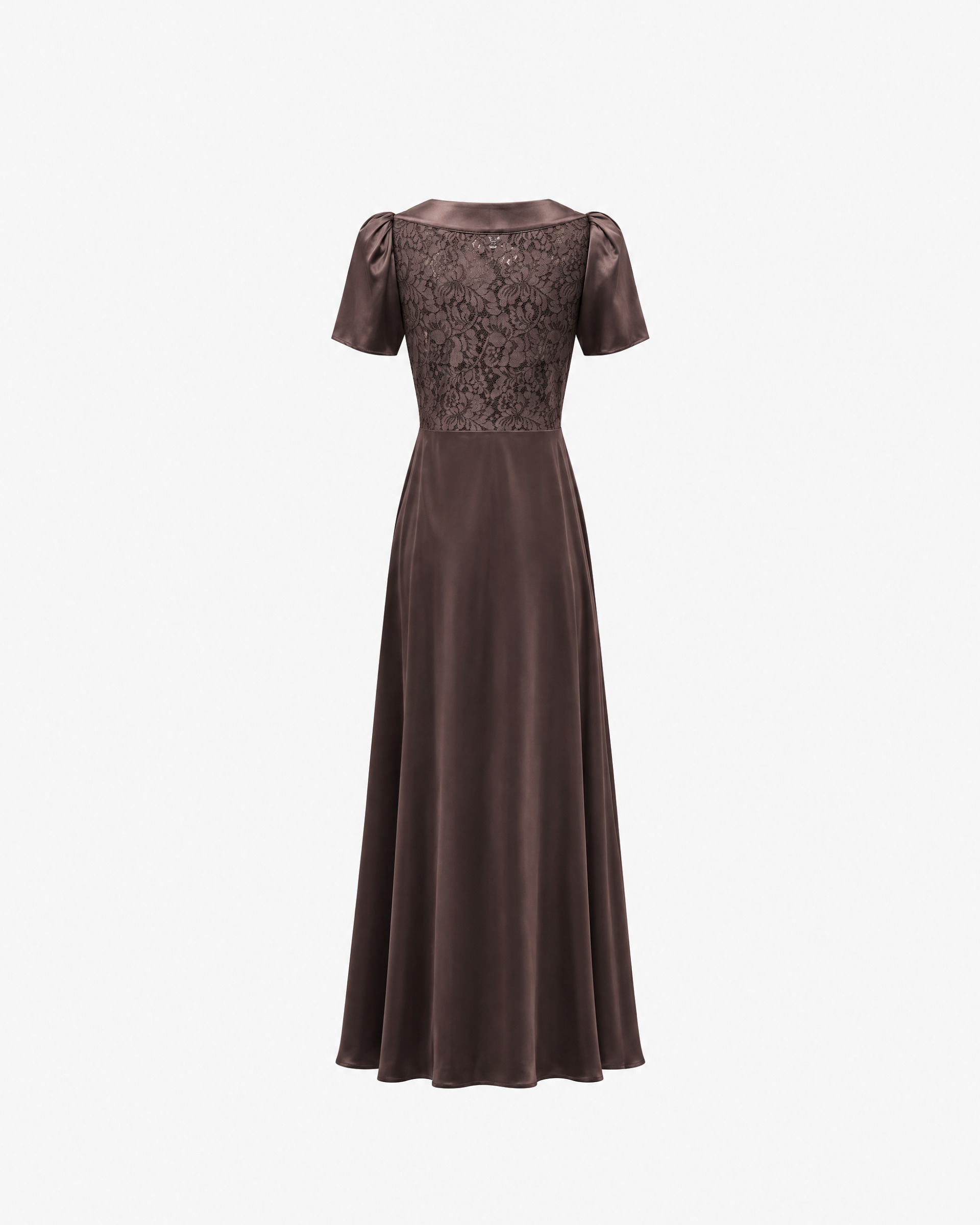 Long dress with brown lace
