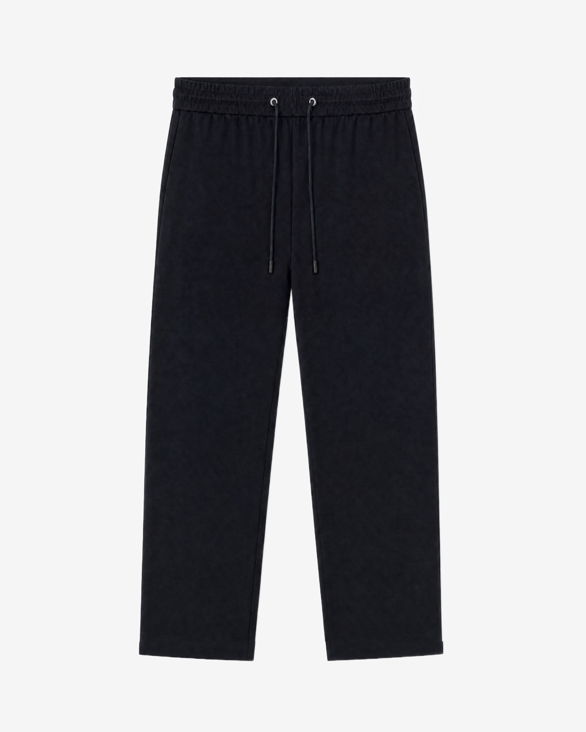 Black straight-leg wool pants
