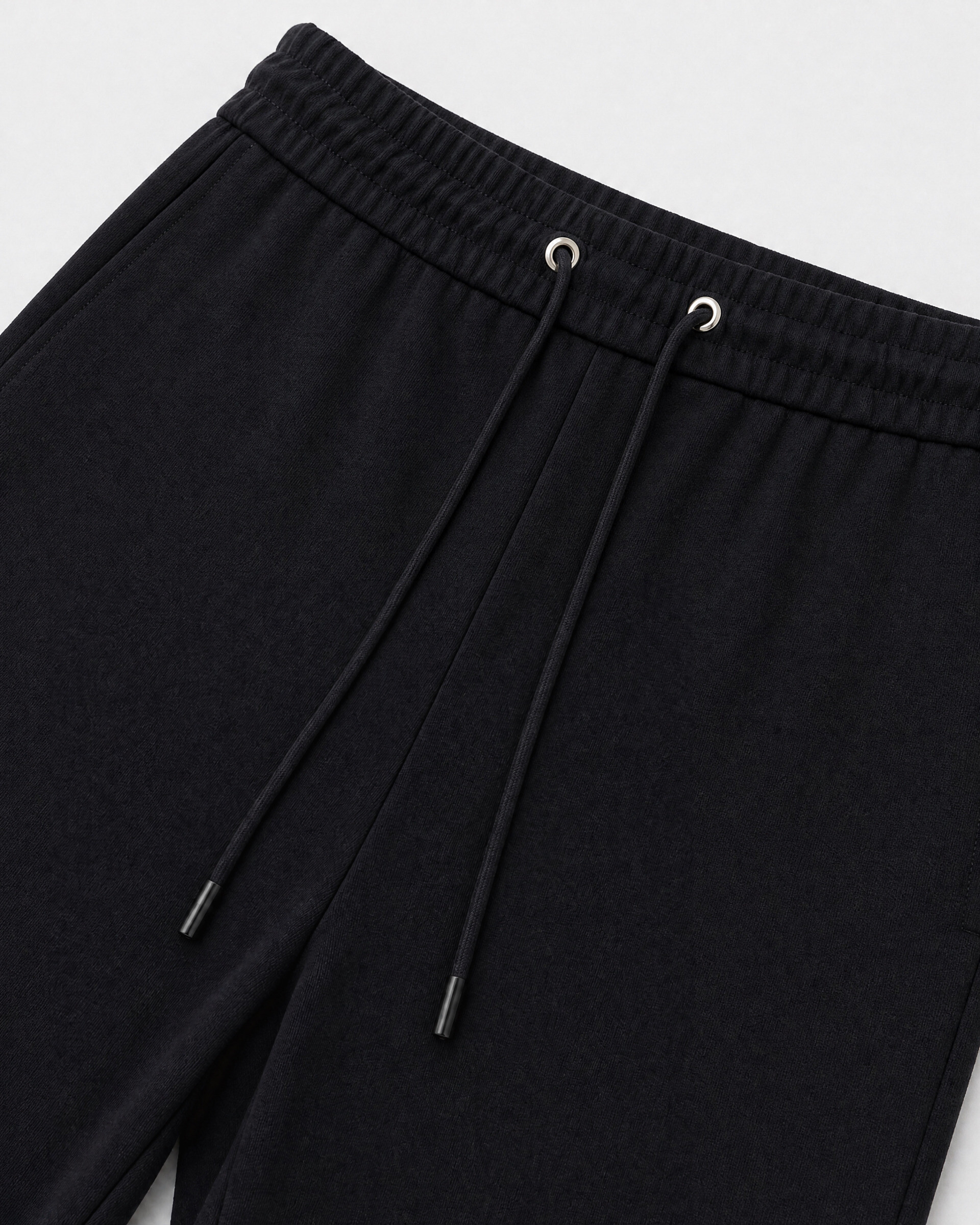 Black straight-leg wool pants