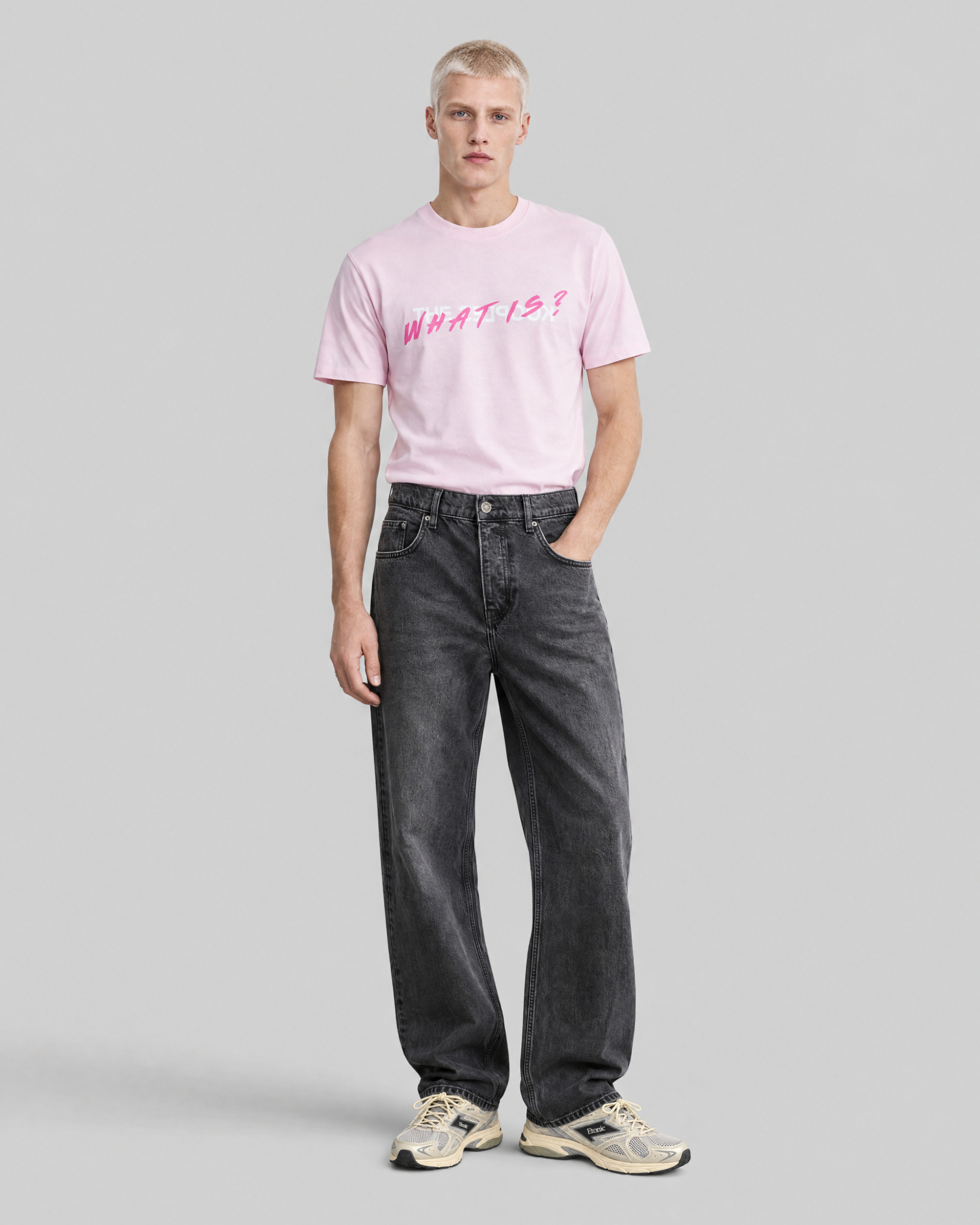 Black, faded-wash jeans