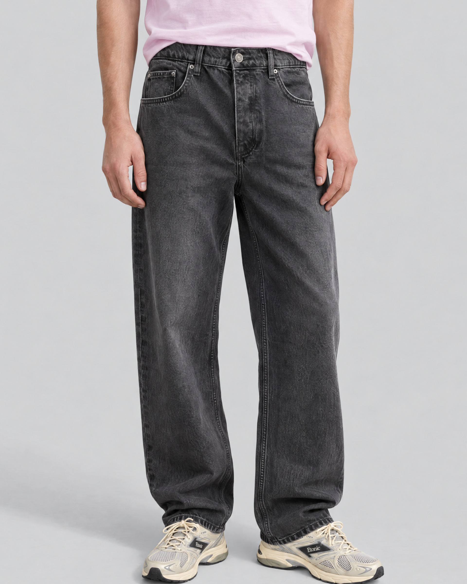 Black, faded-wash jeans