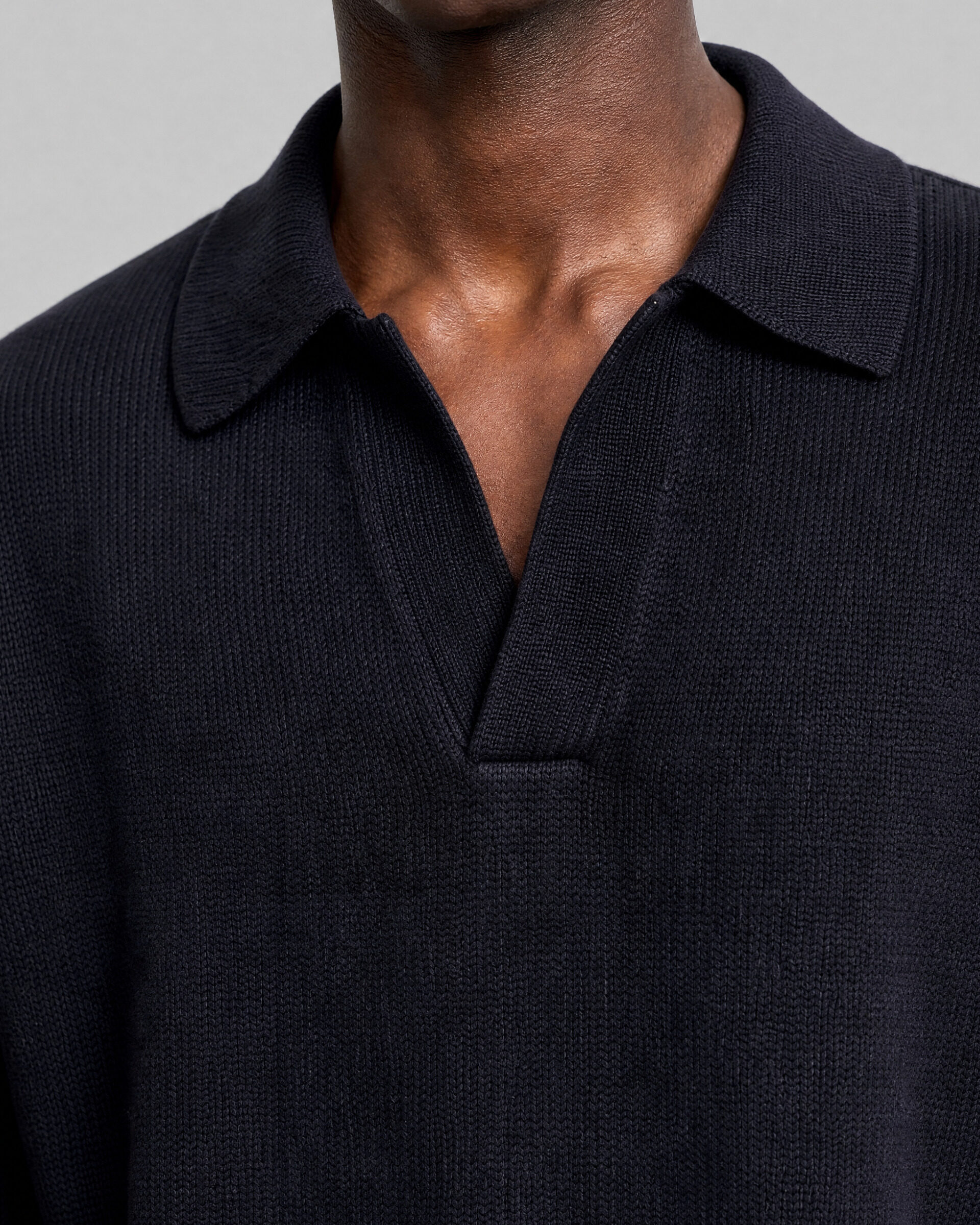 Navy Wool Polo-Neck Sweater