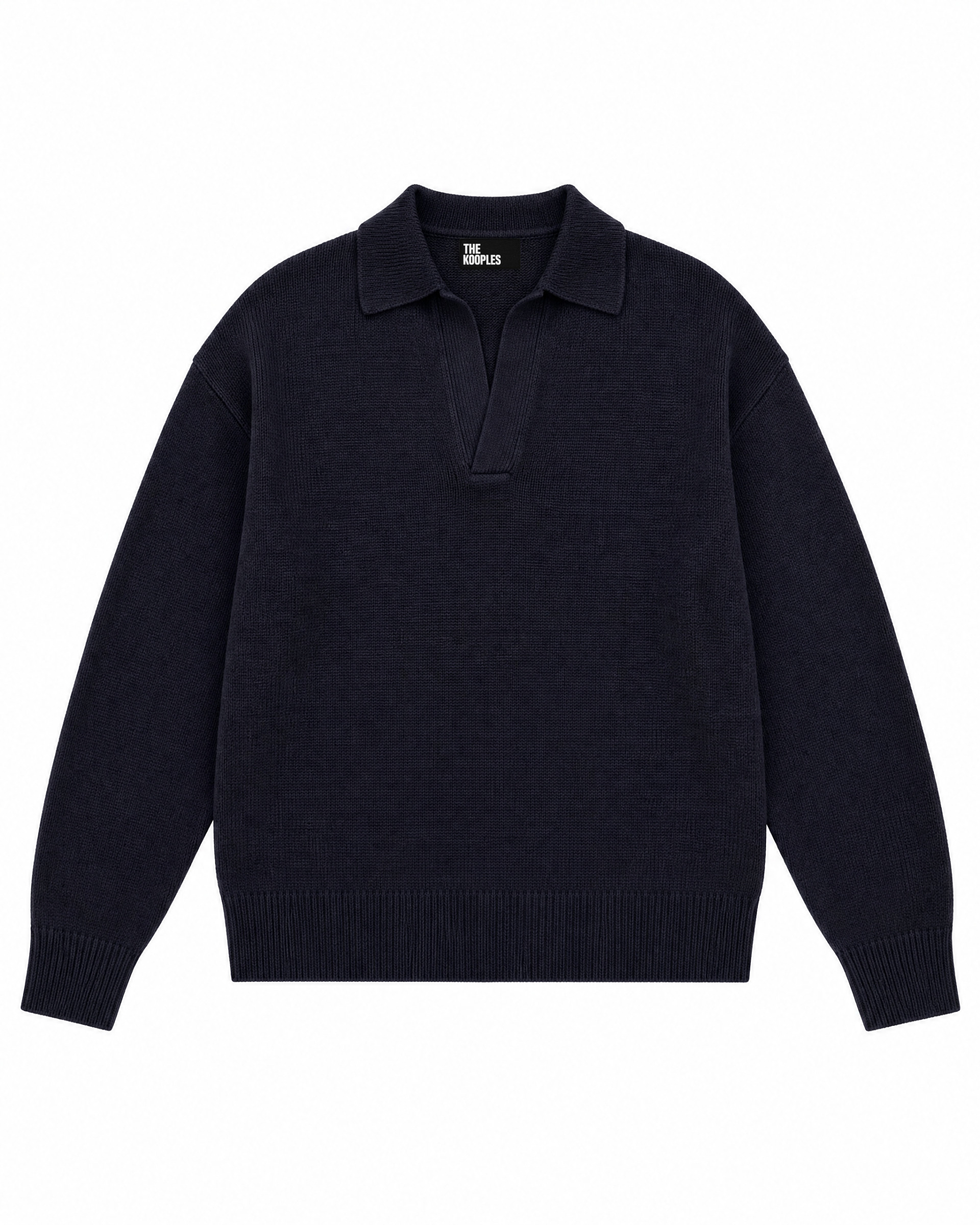 Navy Wool Polo-Neck Sweater