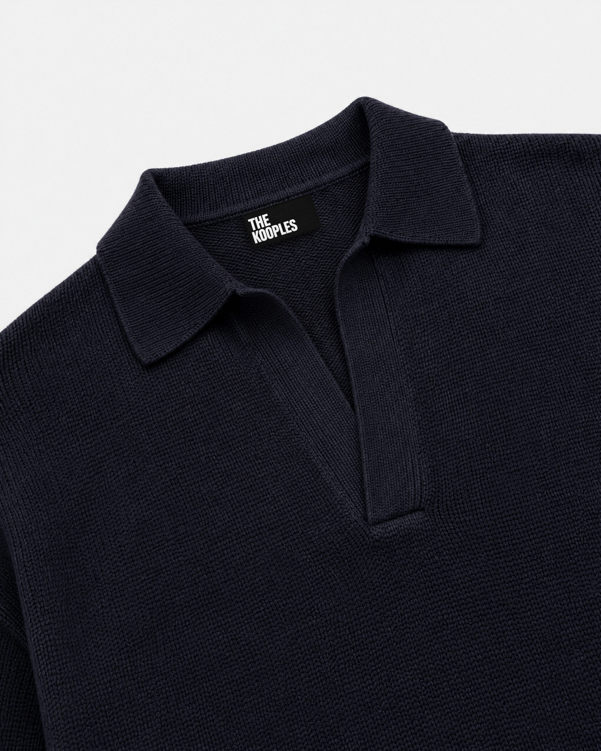 Navy Wool Polo-Neck Sweater