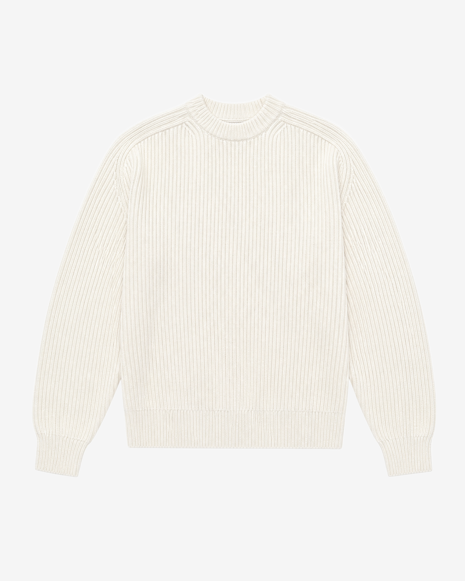 Ecru Wool Crew-Neck Sweater