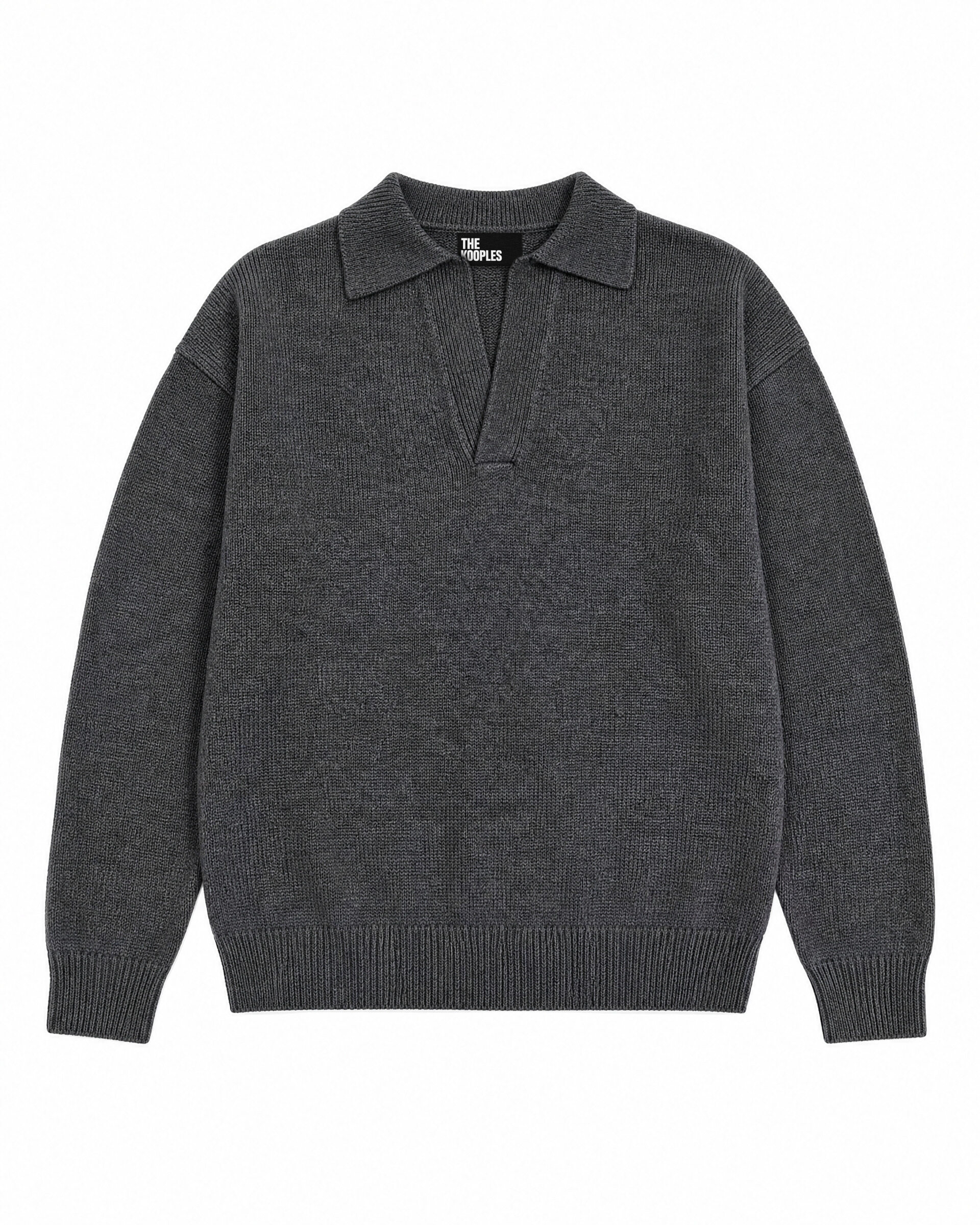 Gray wool polo-neck sweater