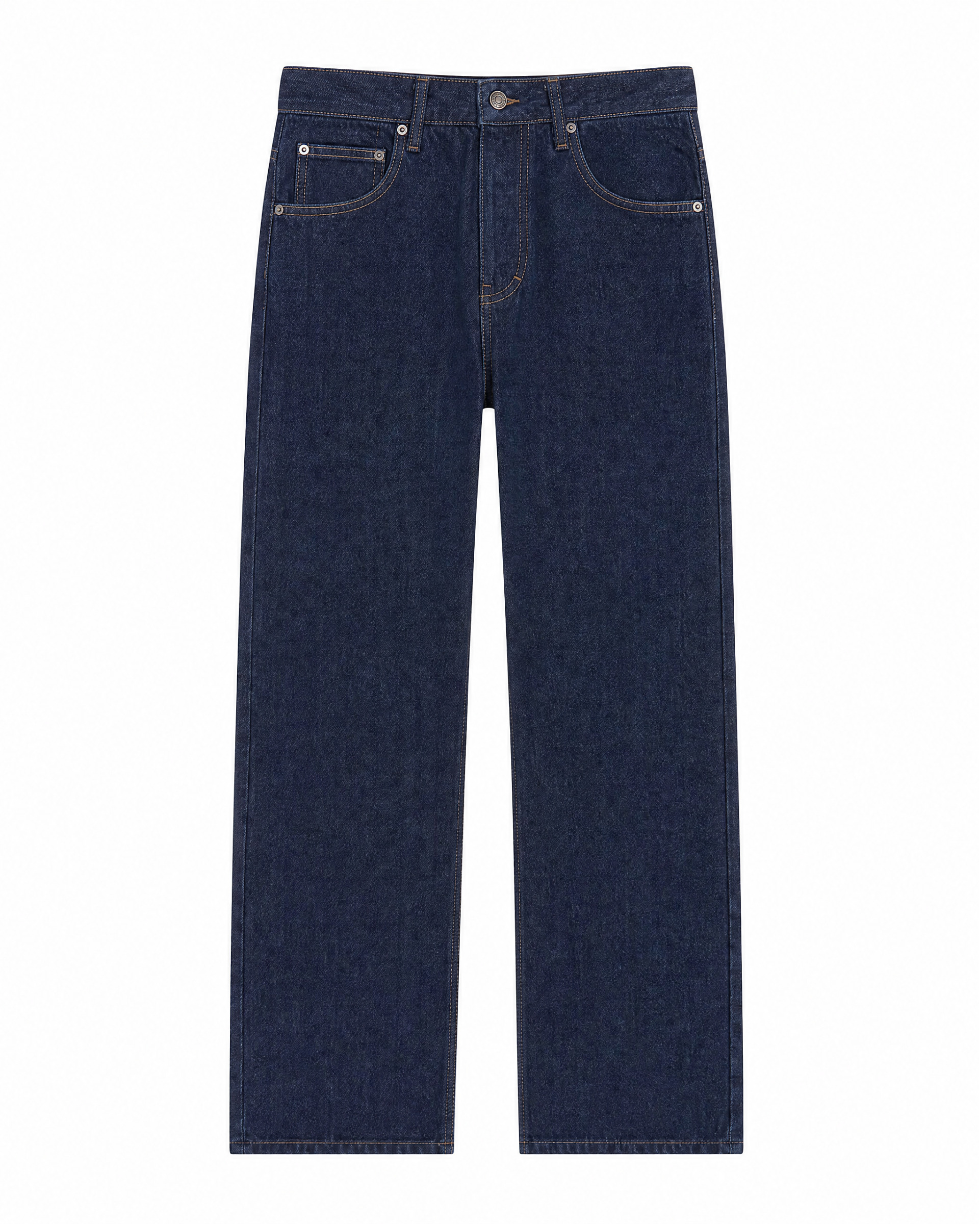 Straight-leg raw denim jeans in blue