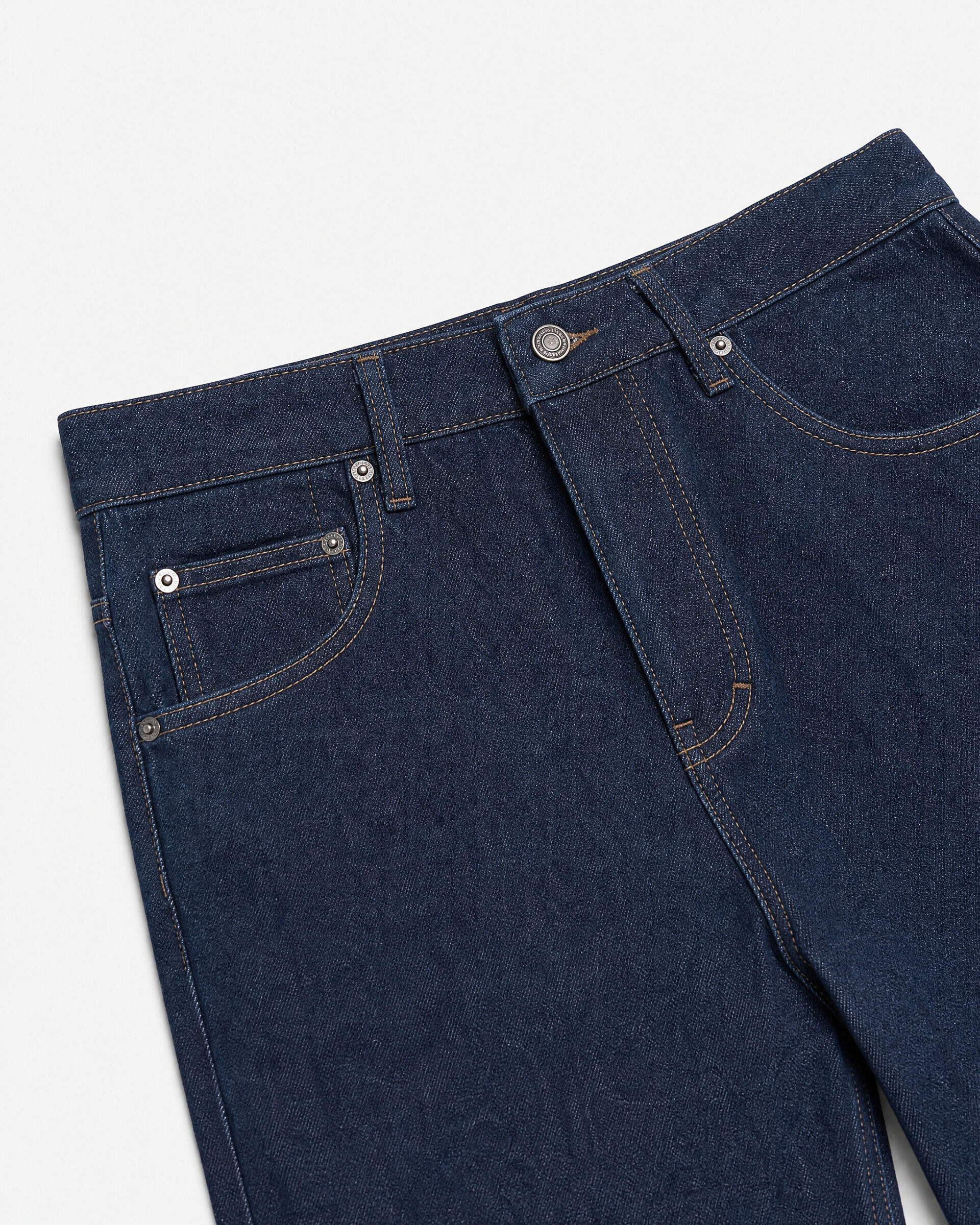 Straight-leg raw denim jeans in blue
