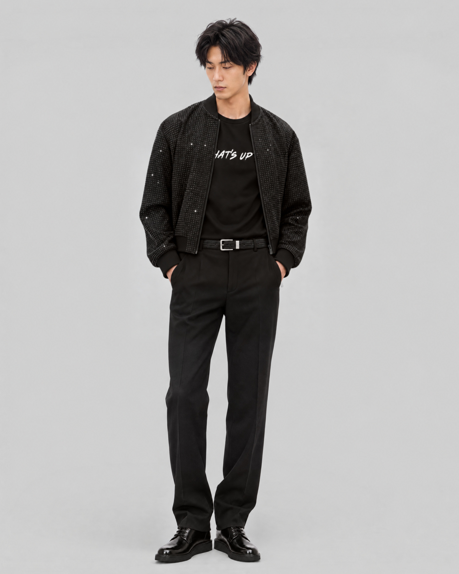Black Teddy Jacket with Rhinestones