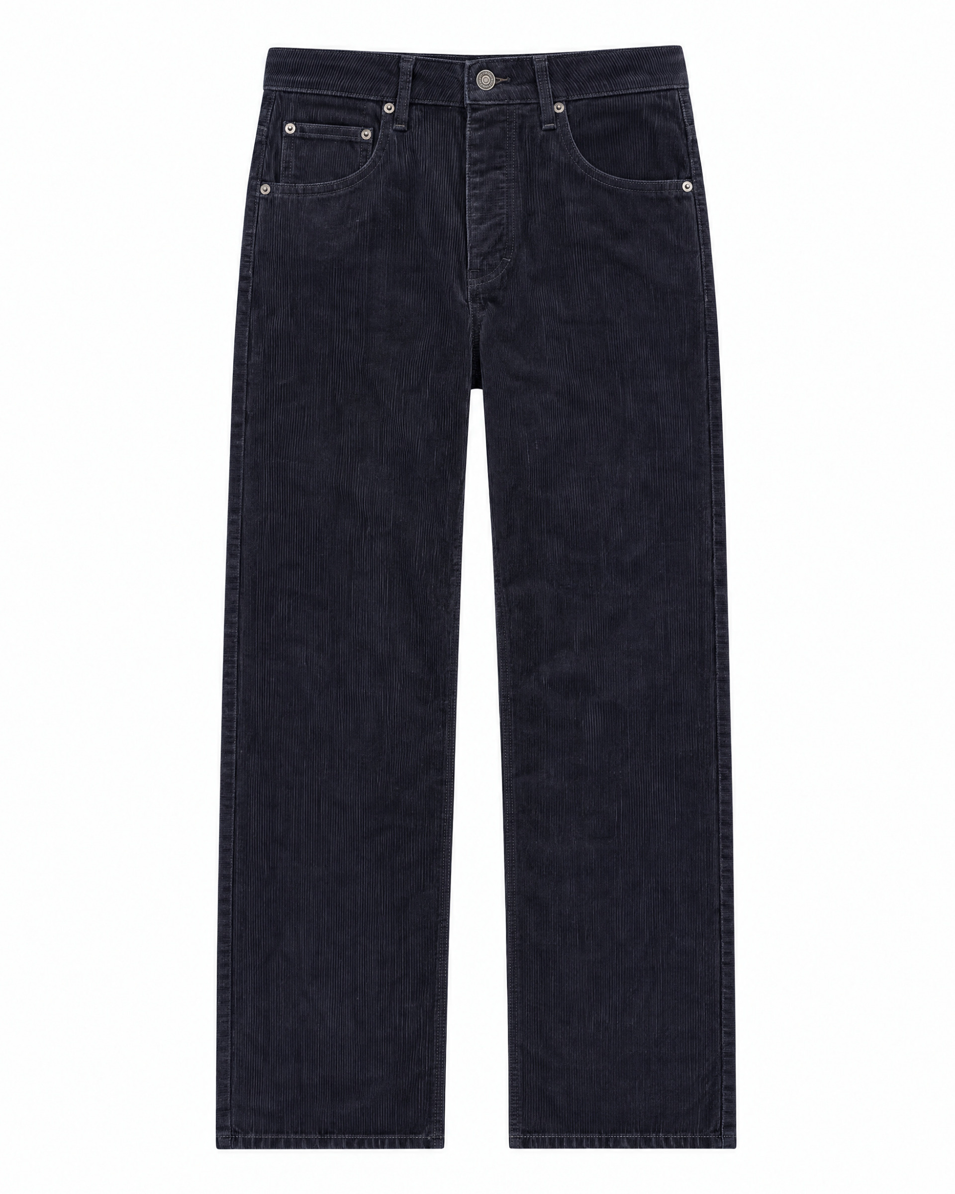 Straight-leg navy velvet jeans
