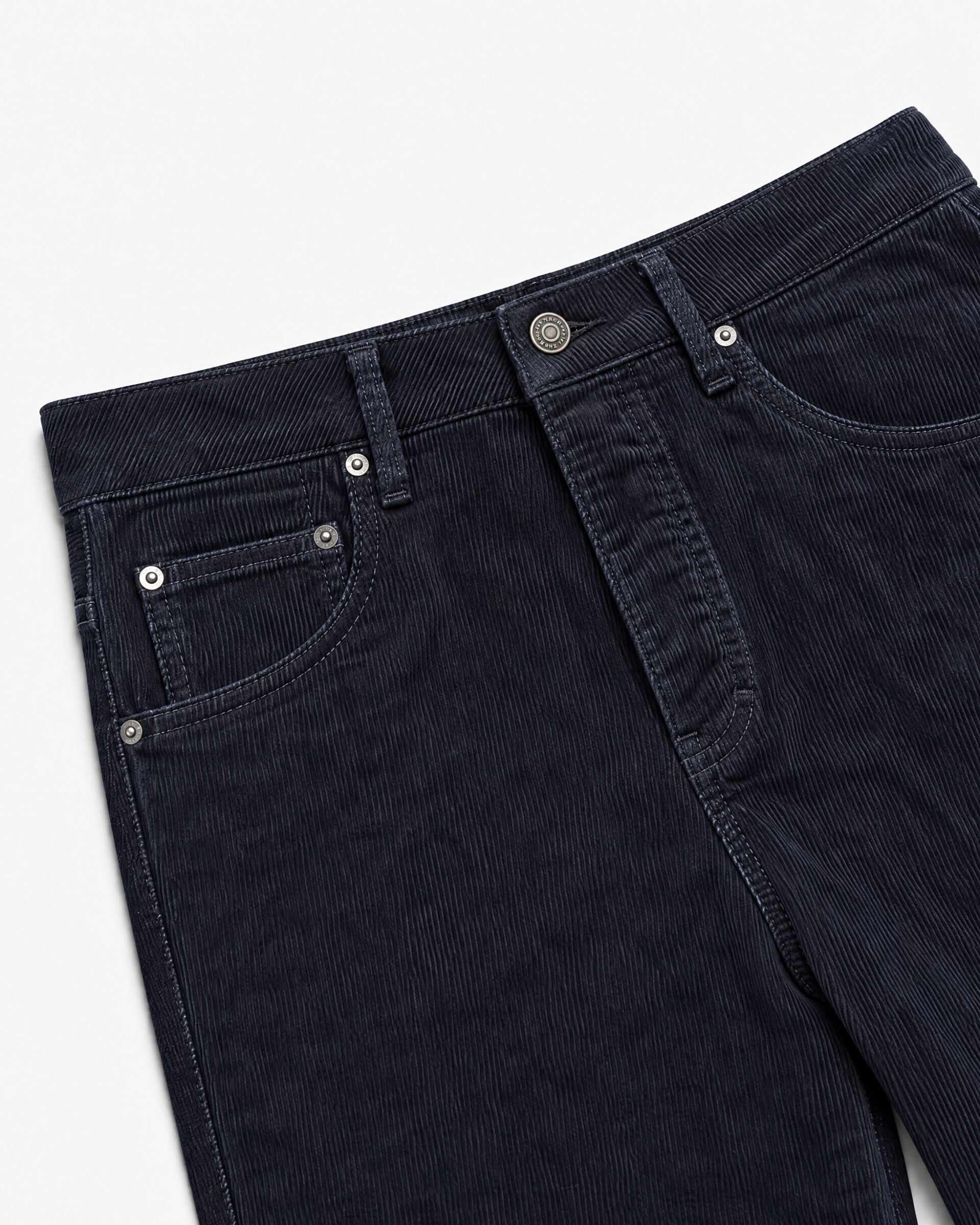 Straight-leg navy velvet jeans