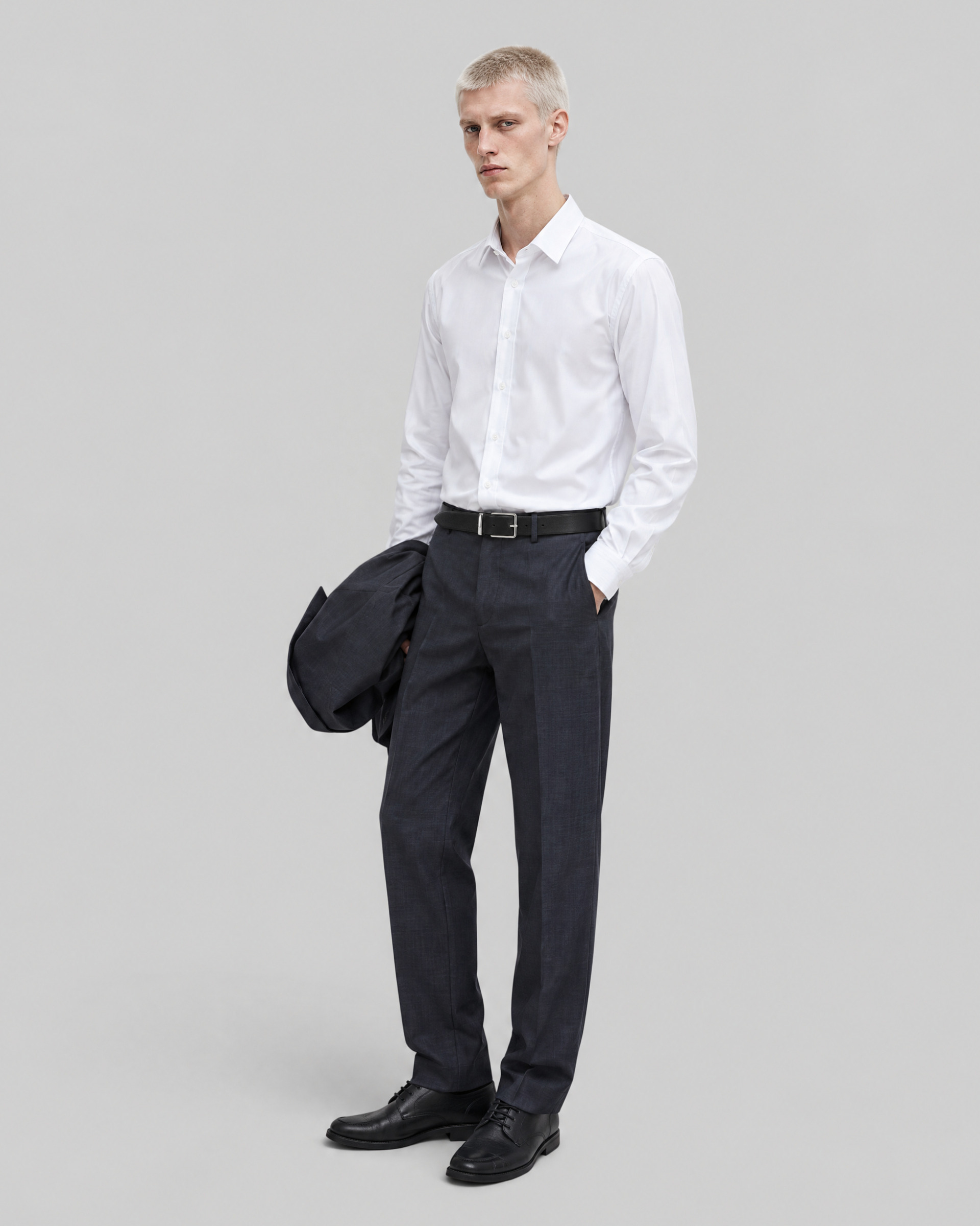 Slim-fit tartan suit pants in navy wool