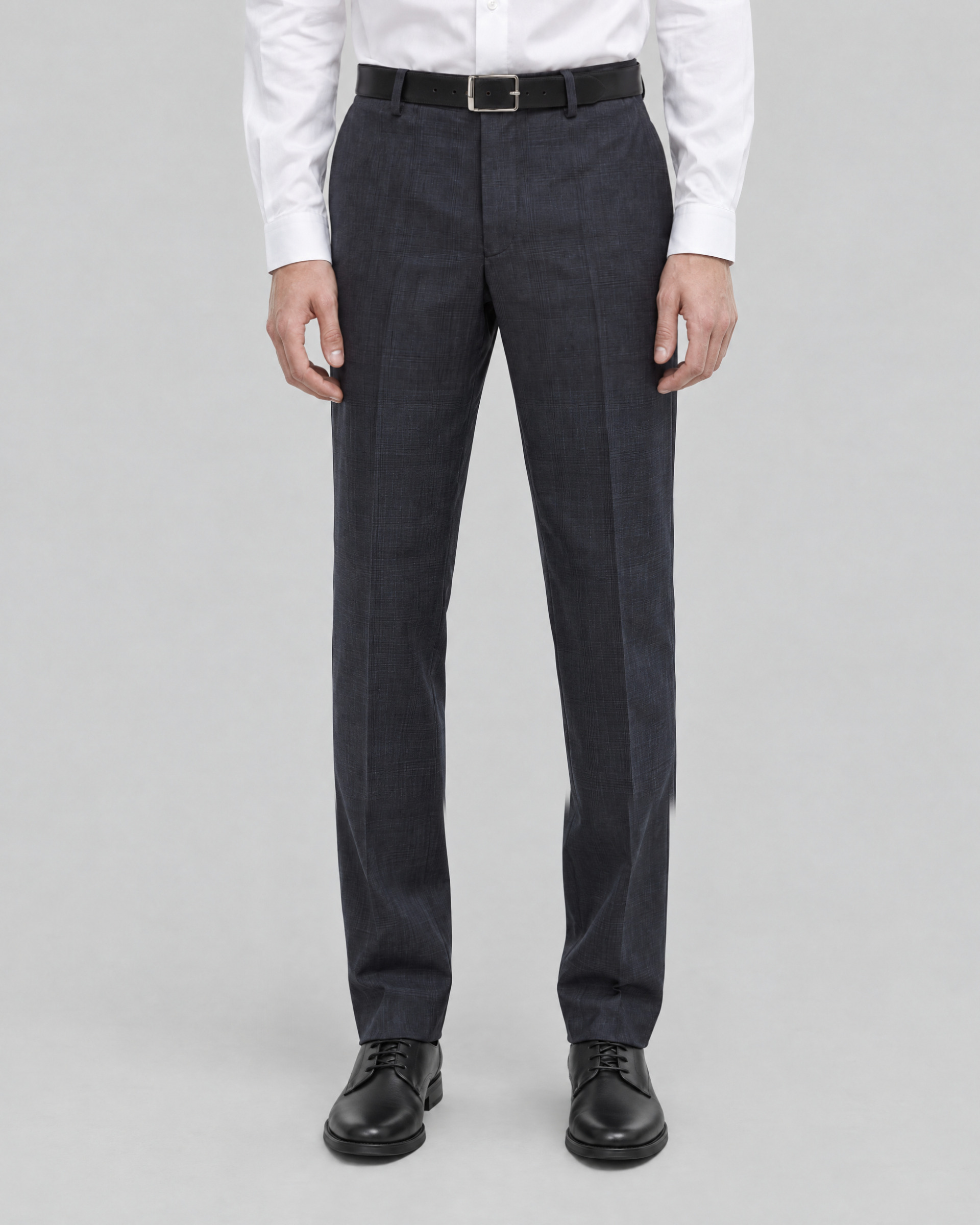 Slim-fit tartan suit pants in navy wool