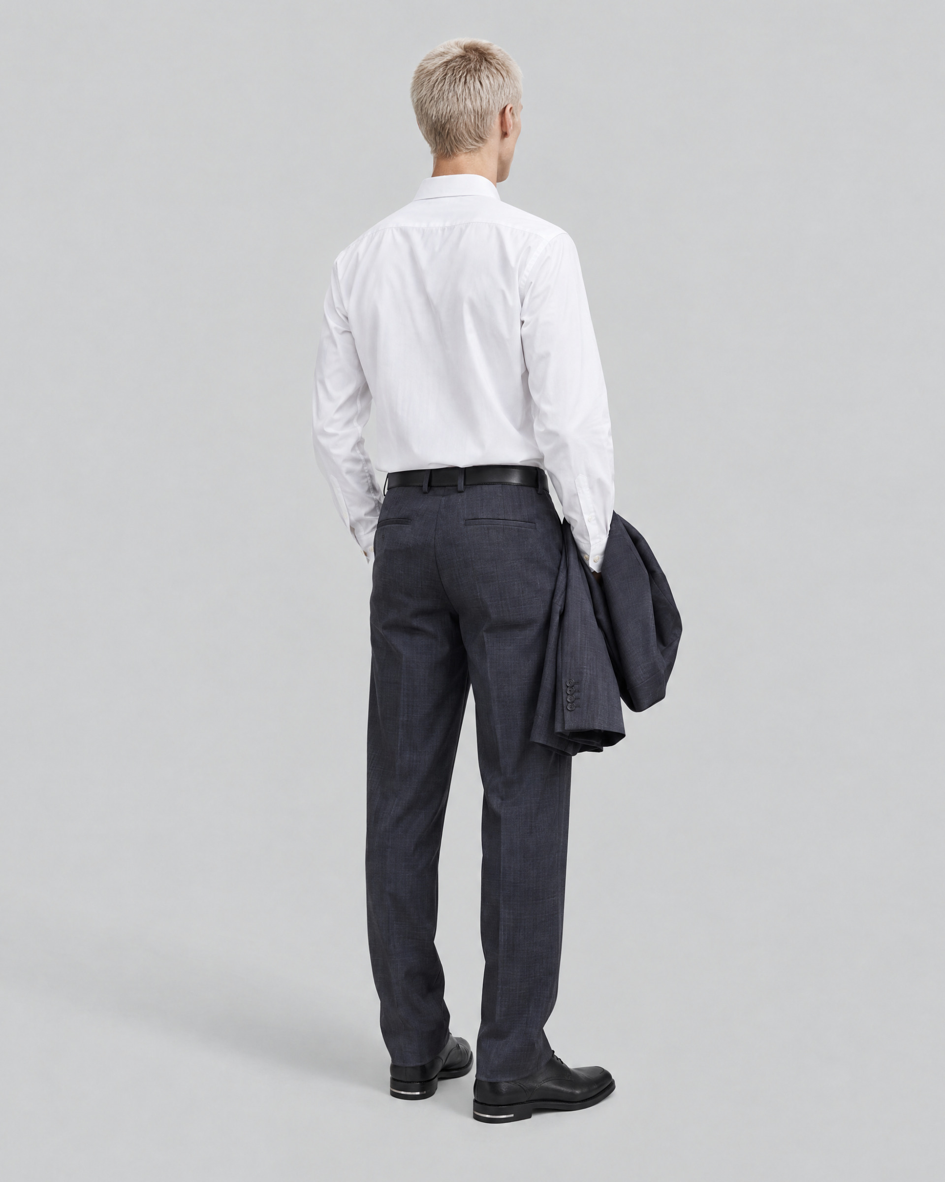 Slim-fit tartan suit pants in navy wool