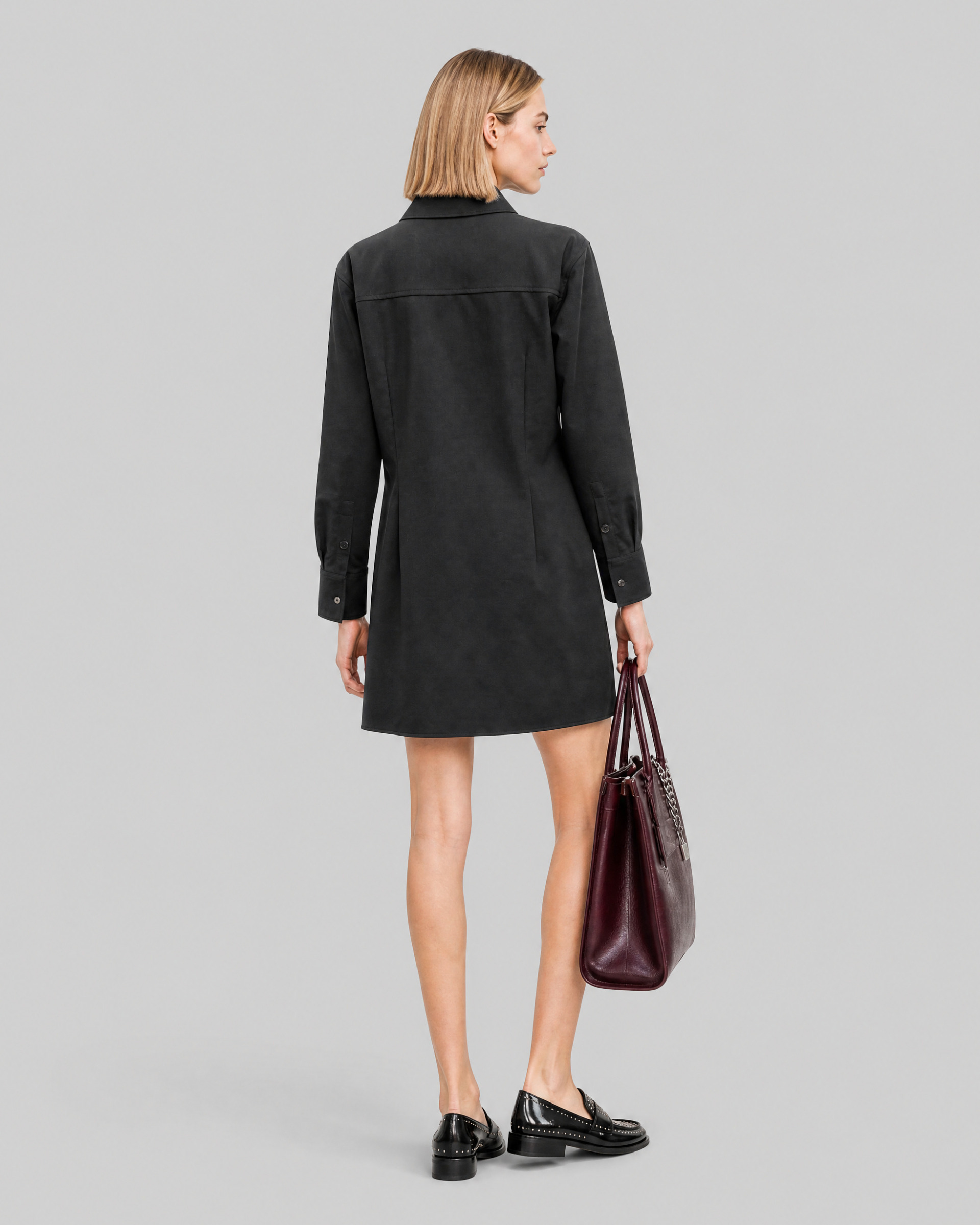 Black wool-blend mini dress