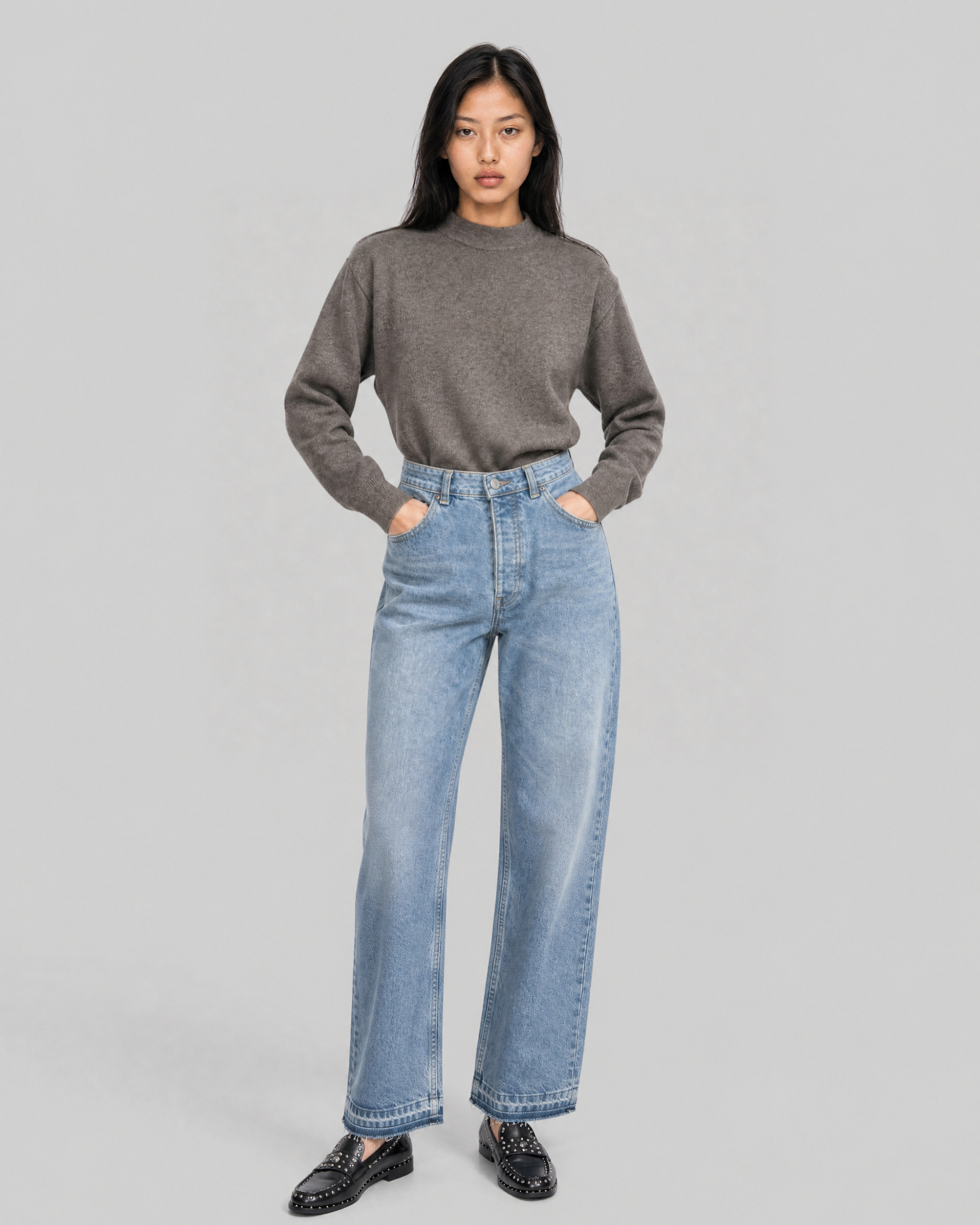 Brown merino wool and cashmere sweater