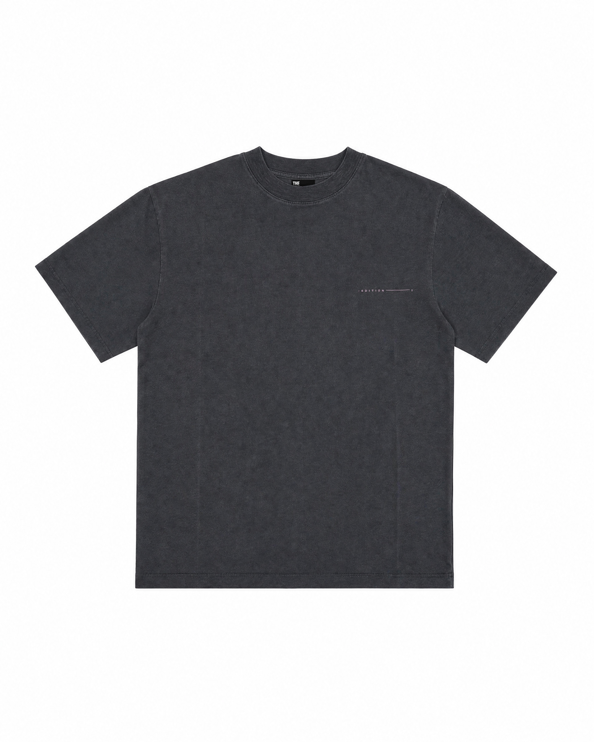 Black screen-printed T-shirt