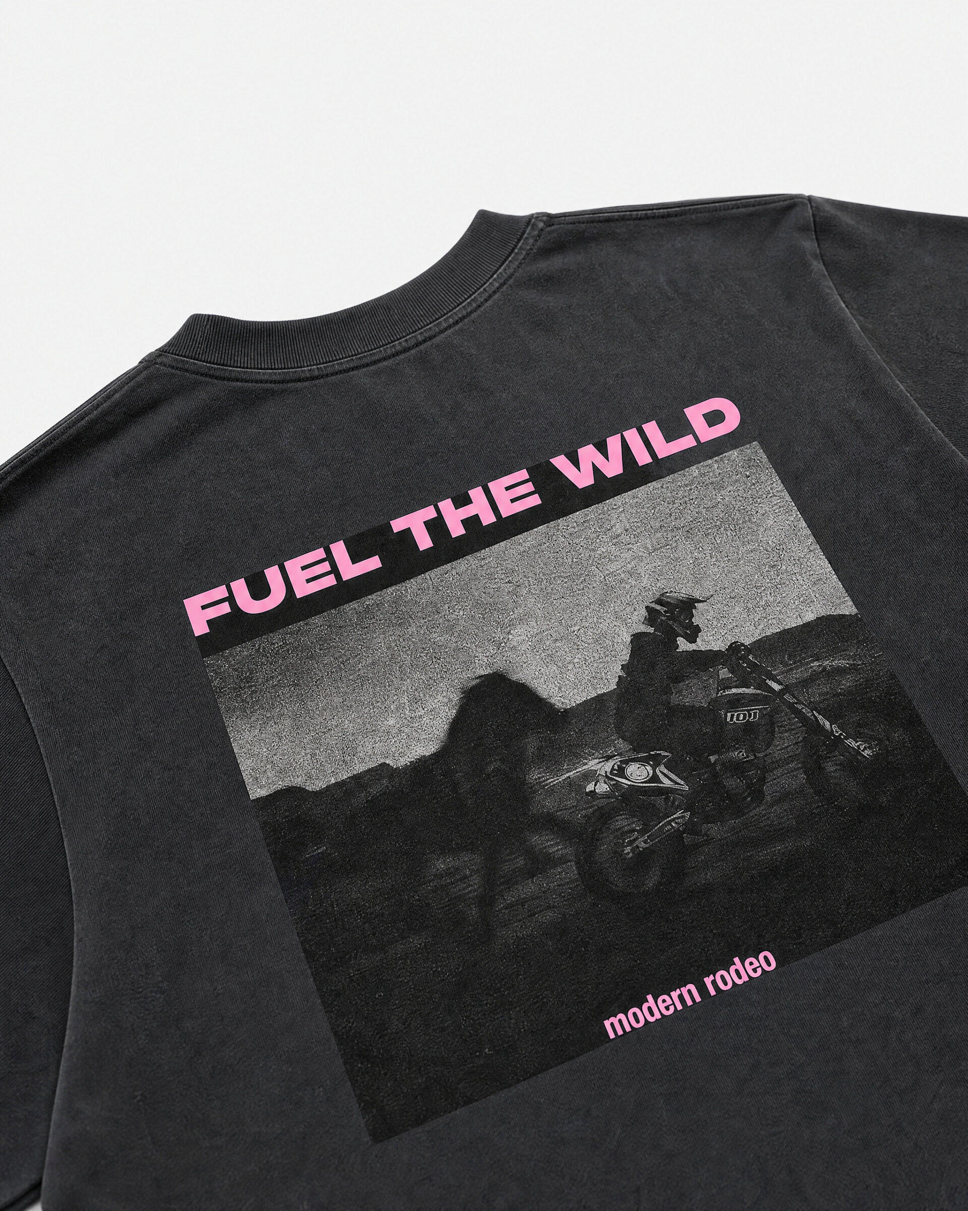 Black screen-printed T-shirt