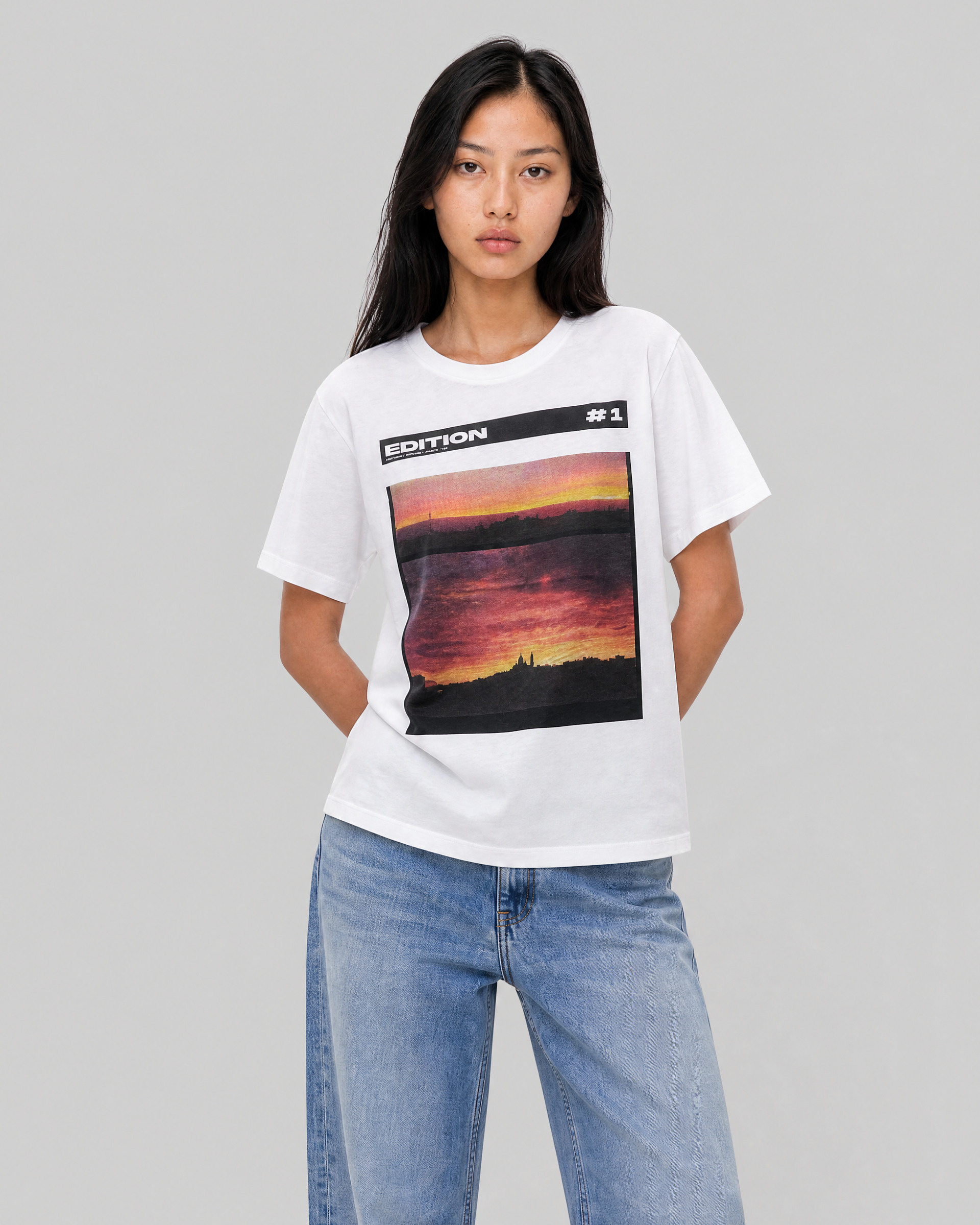Unisex T-shirt with white screen print