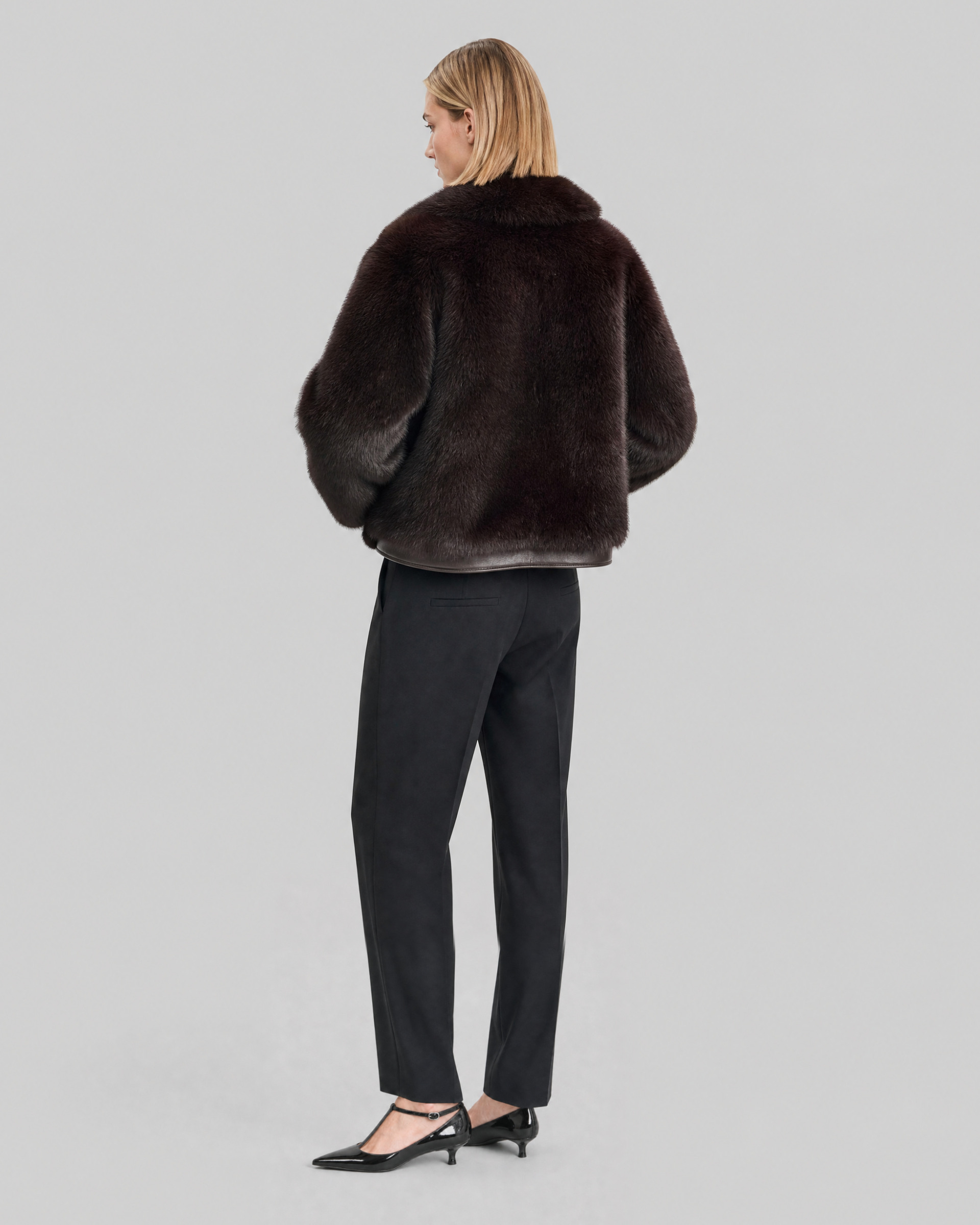 Burgundy faux fur coat
