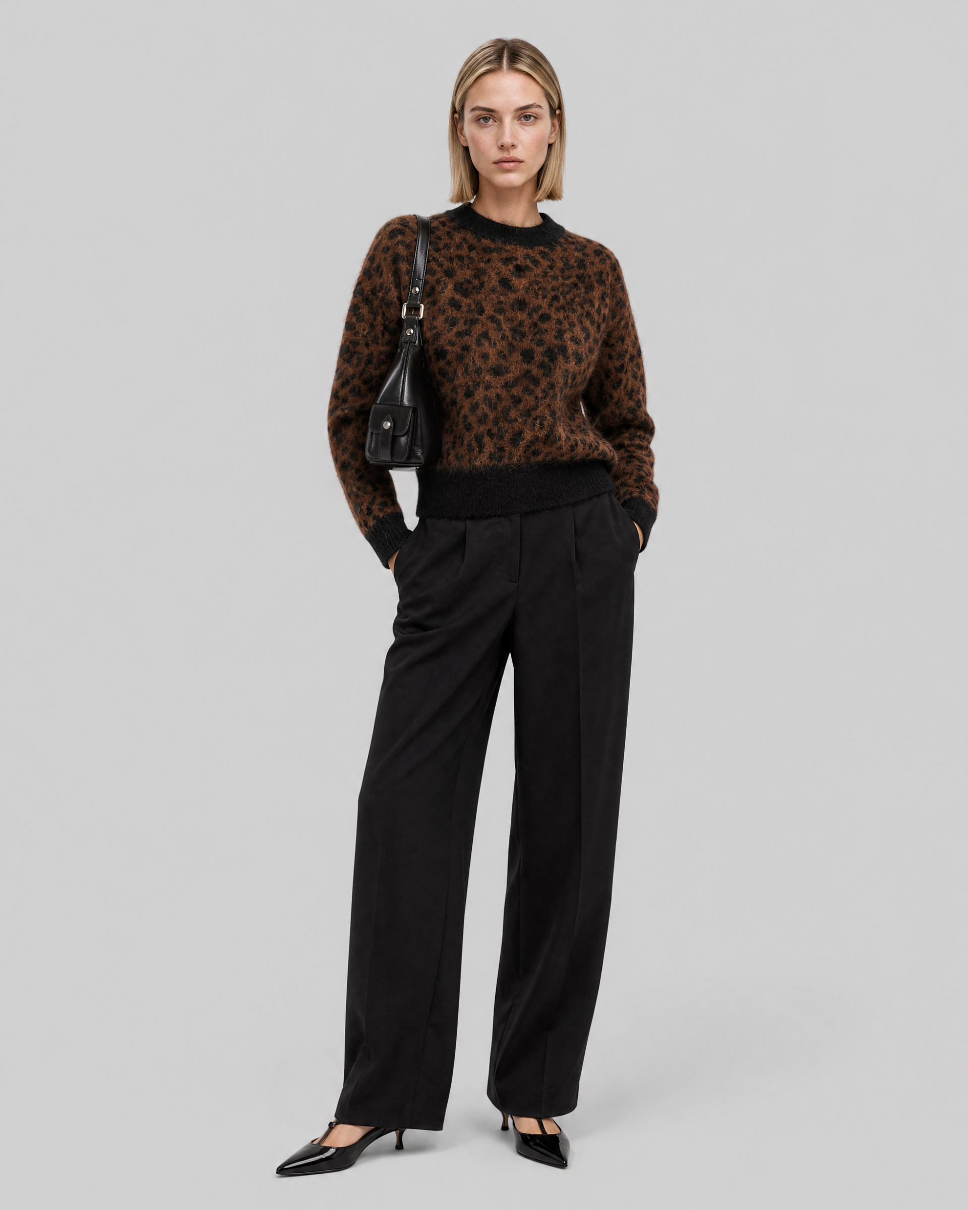 Leopard-print mohair-blend sweater