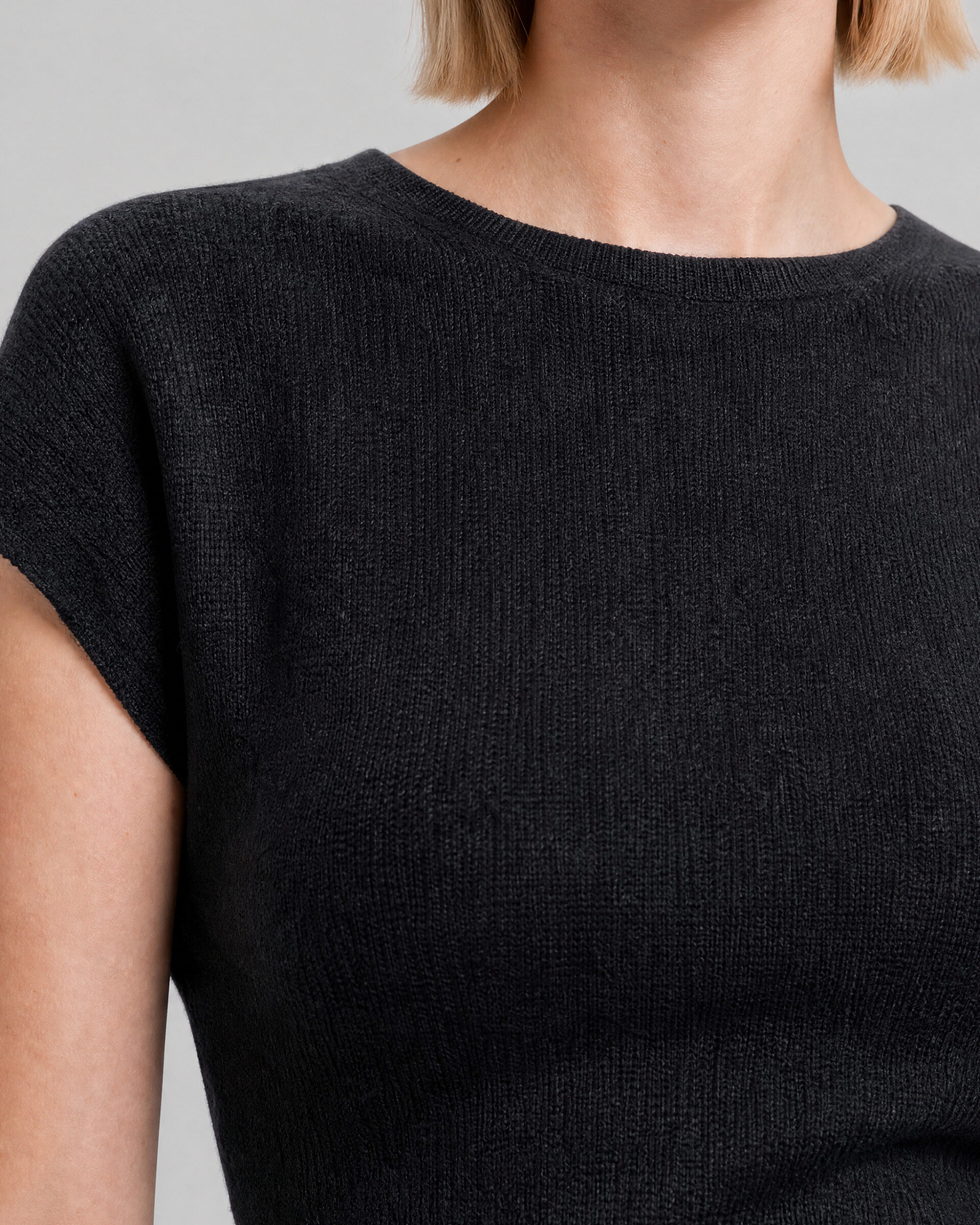 Black cropped knit dress