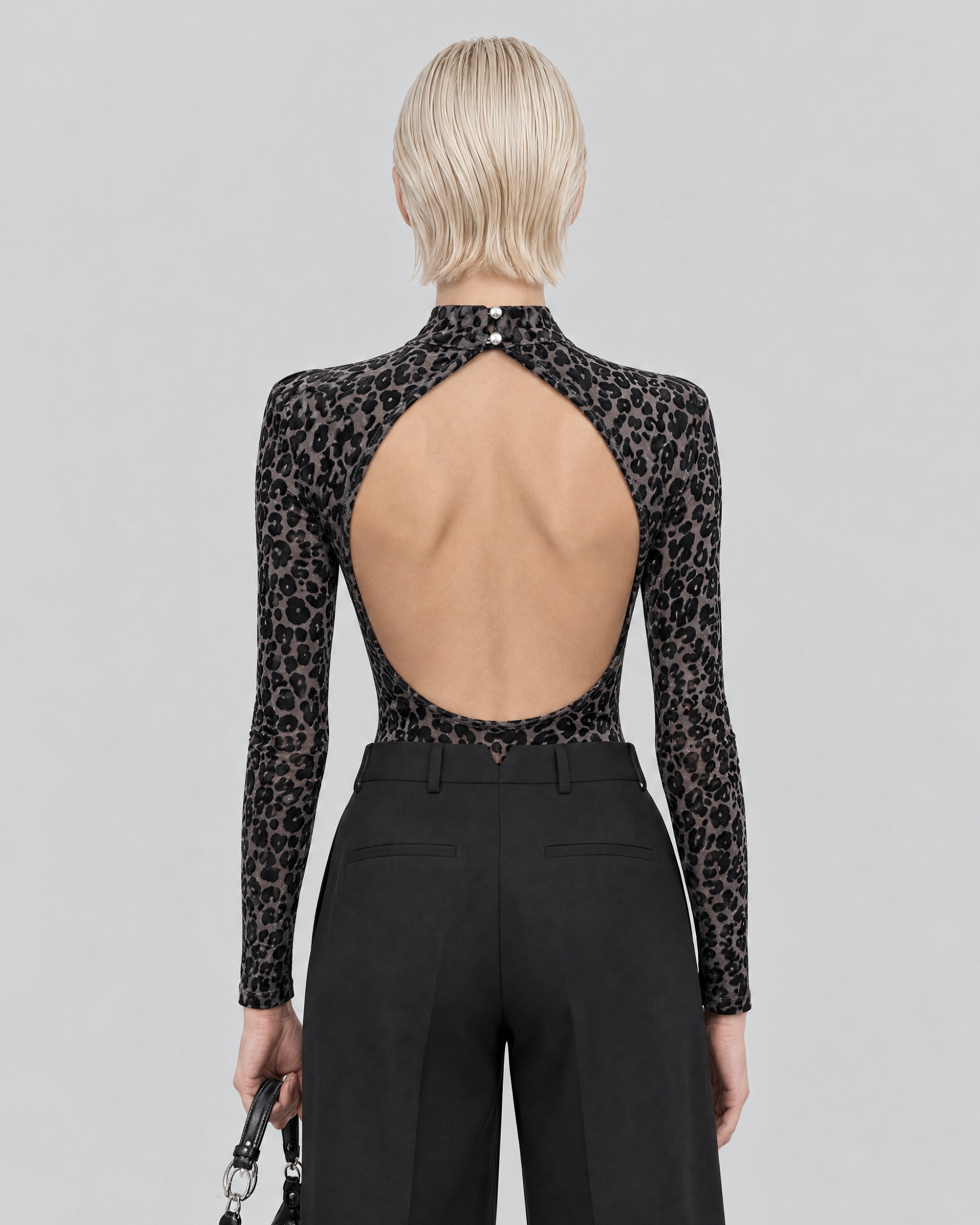 Black leopard-print bodysuit