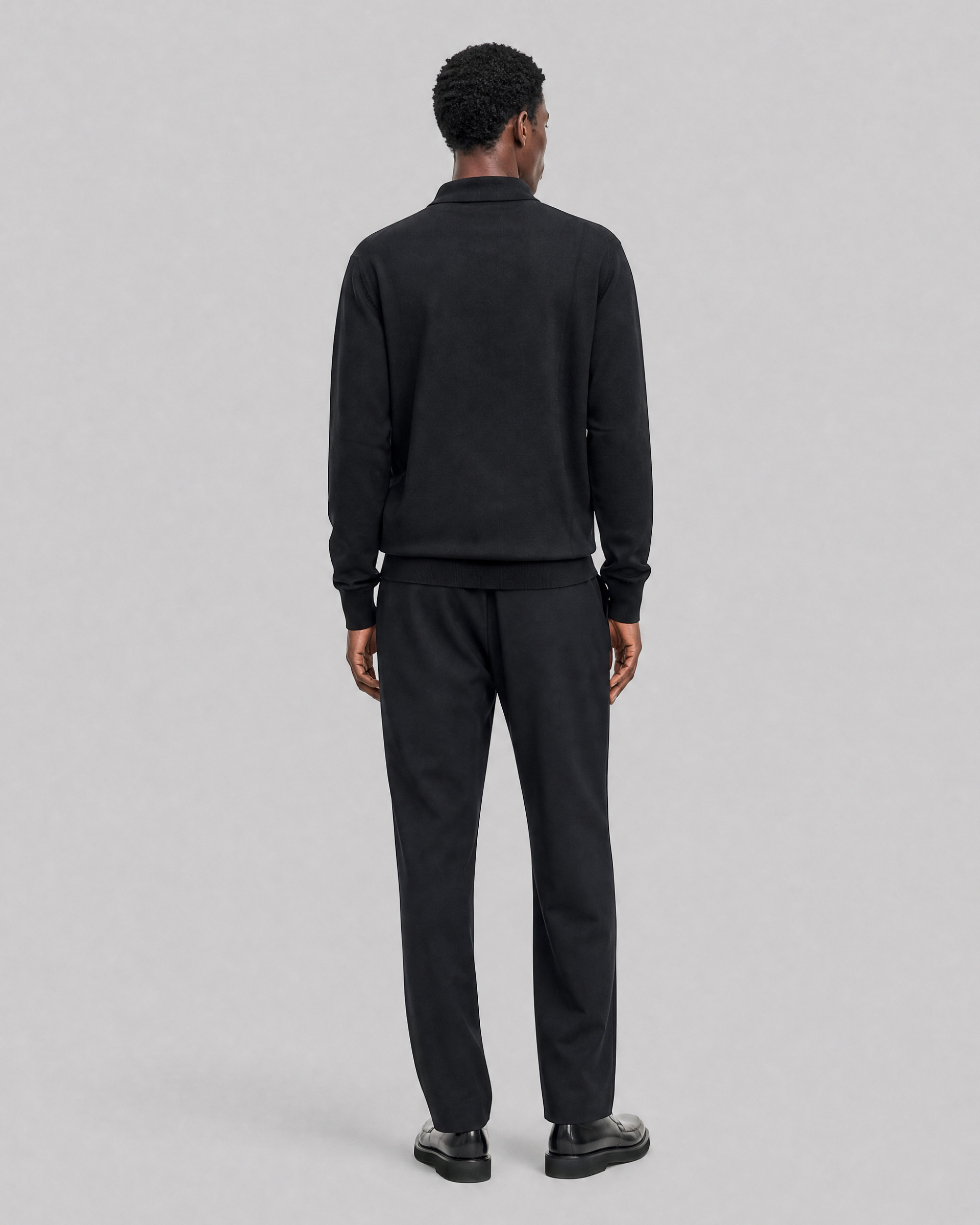 Black Merino Wool Polo Neck Sweater