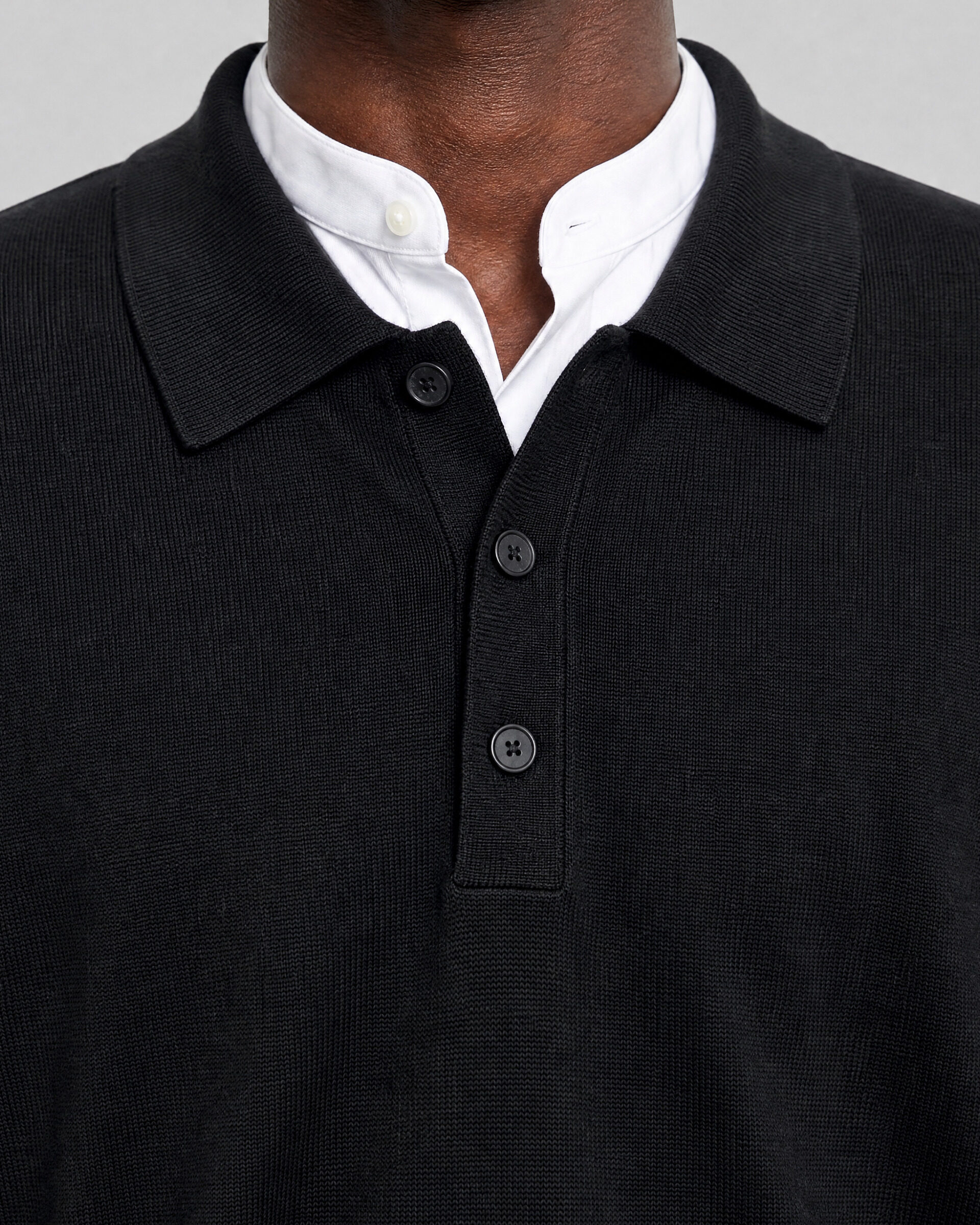 Black Merino Wool Polo Neck Sweater