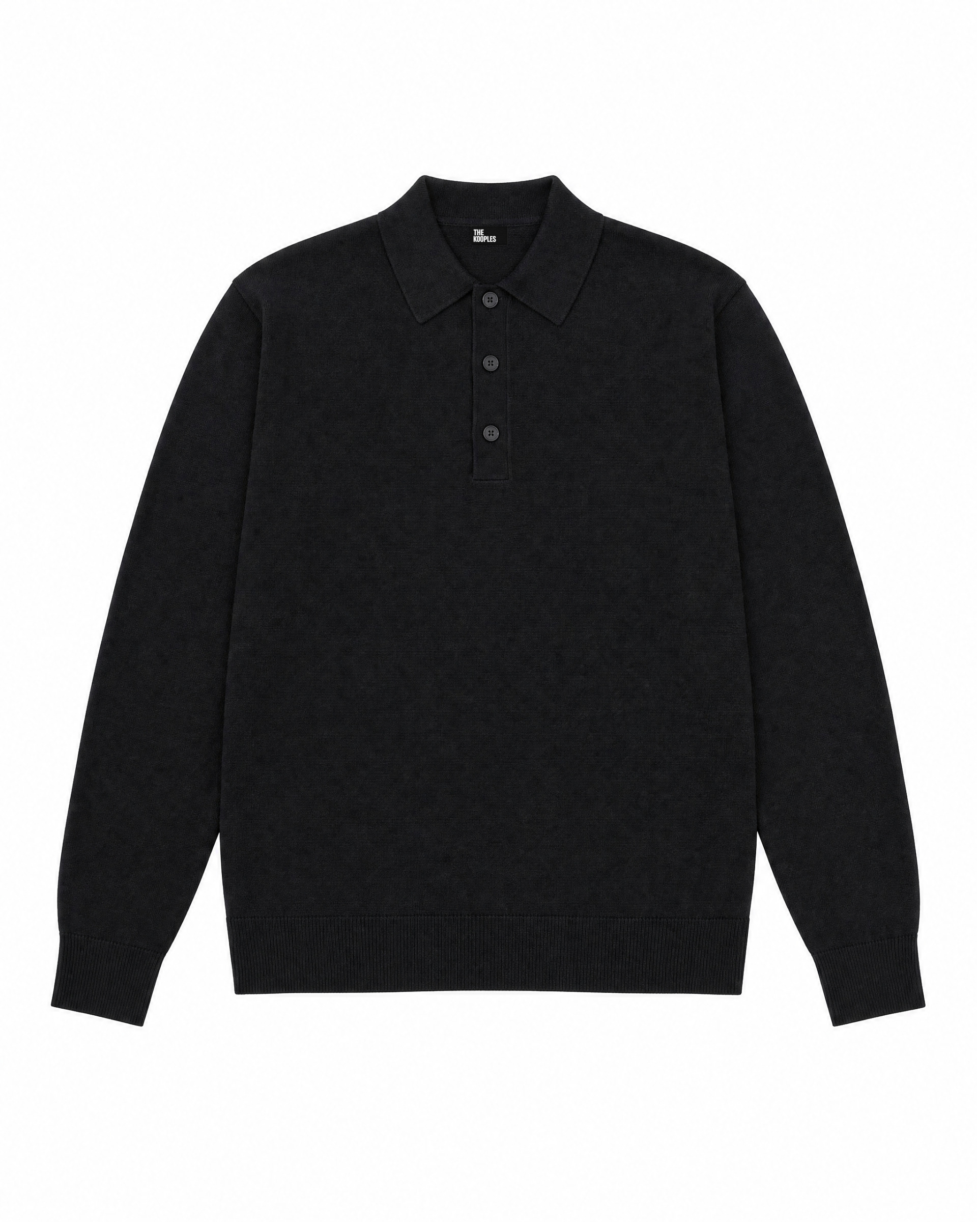 Black Merino Wool Polo Neck Sweater