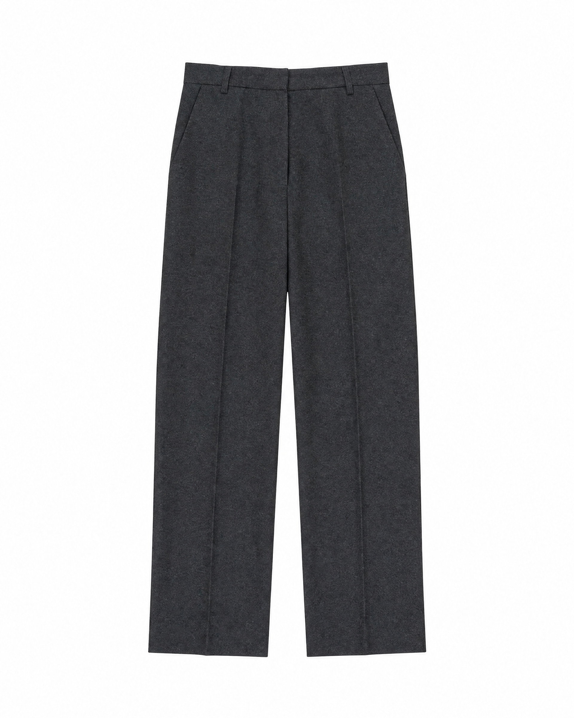 Wide-leg gray flannel pants