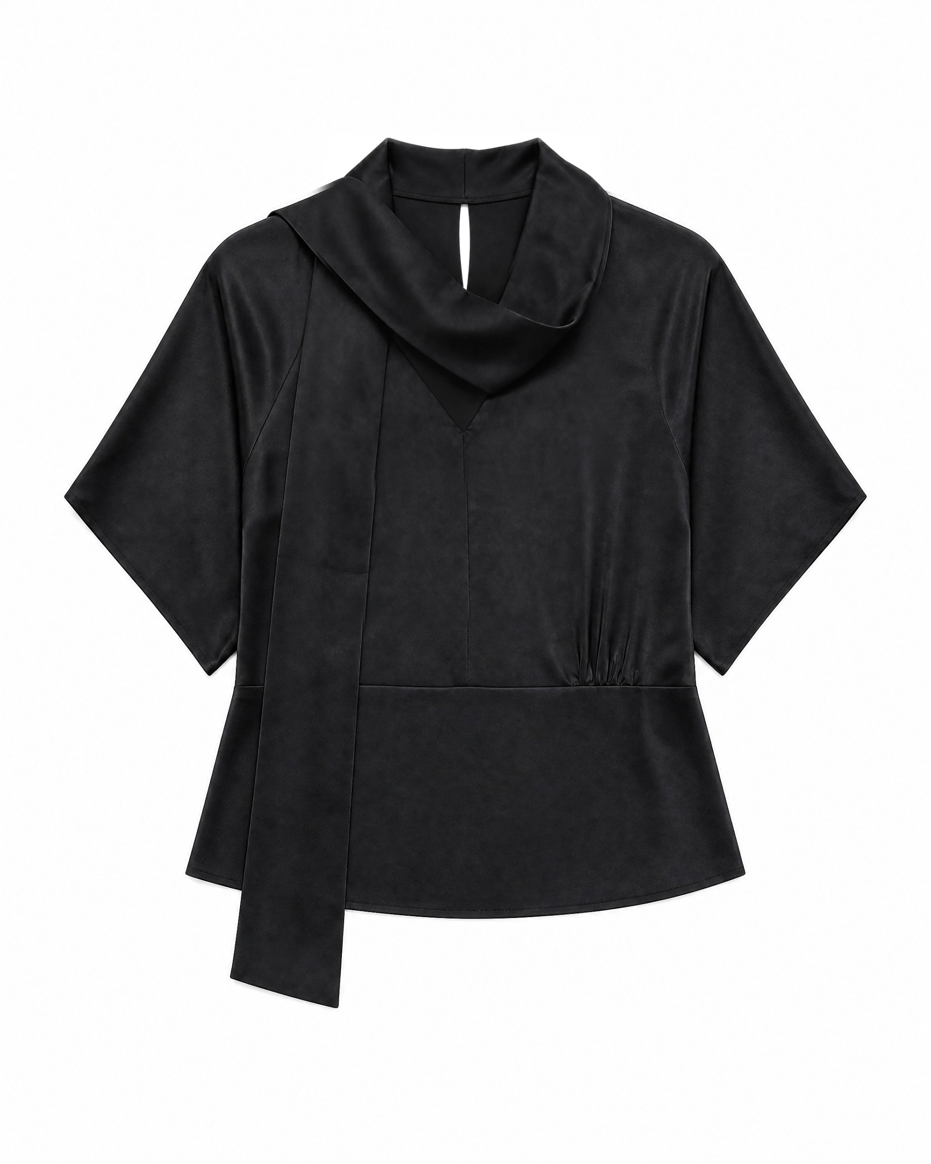 Top with a black satin bow tie