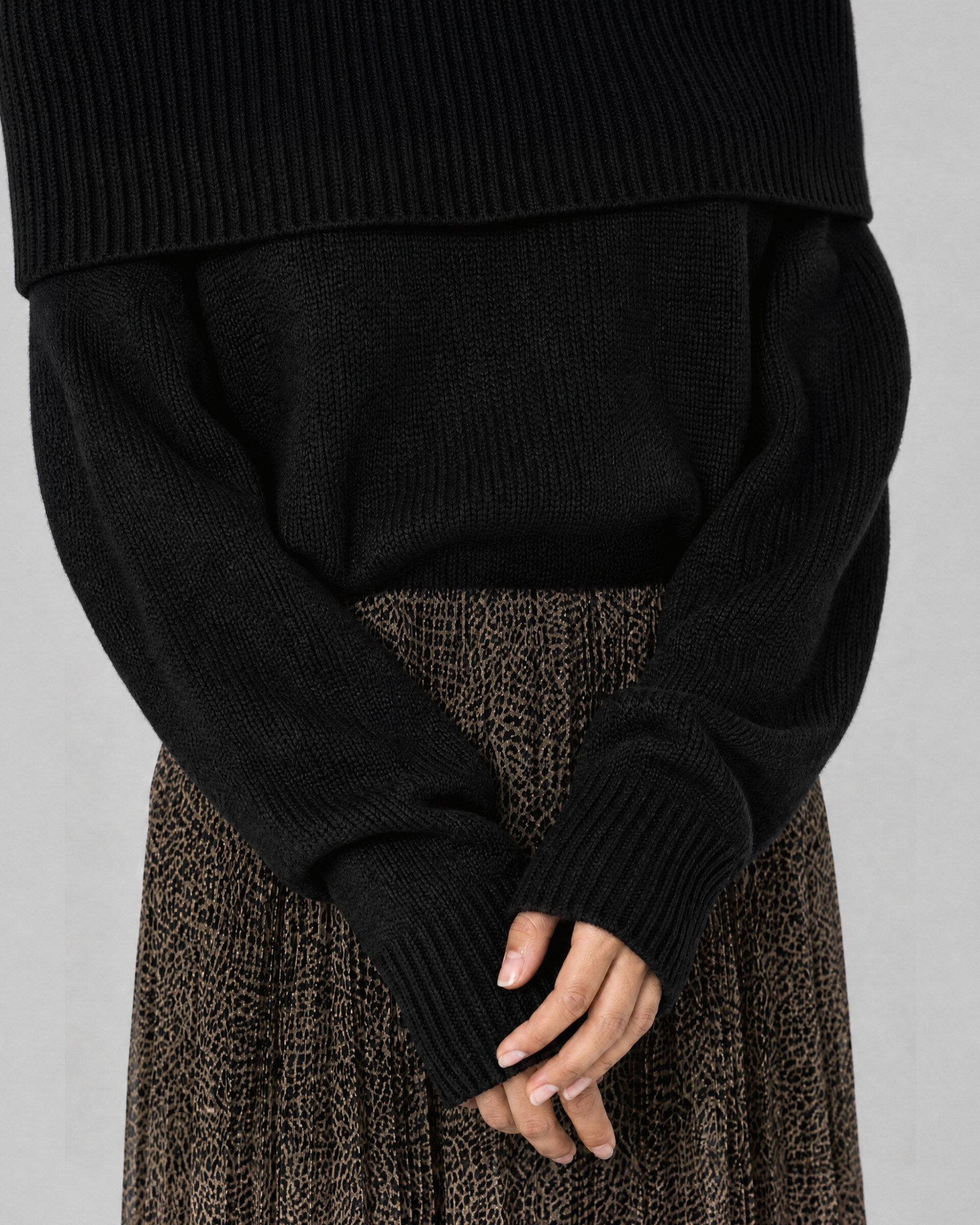 Off-the-shoulder merino wool sweater