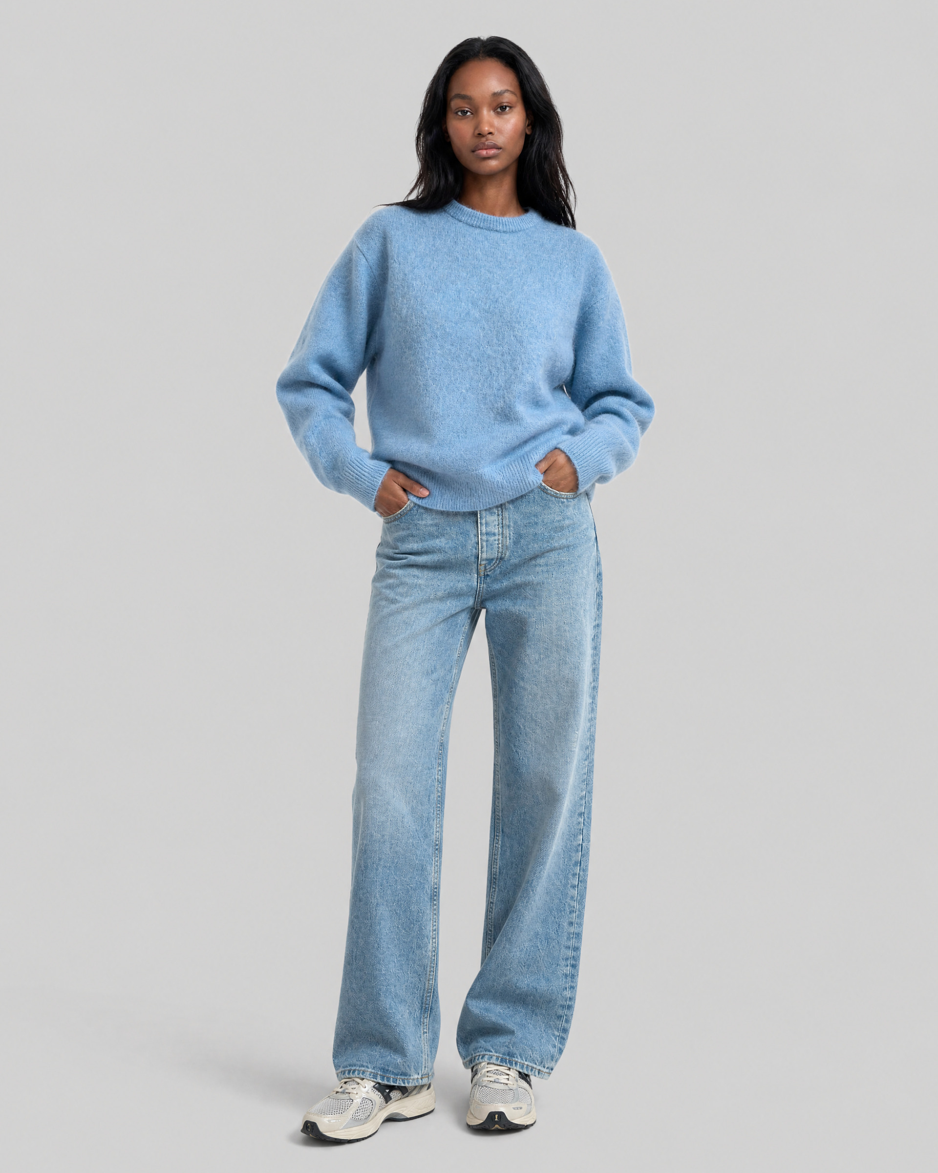 Blue Mohair-Blend Sweater