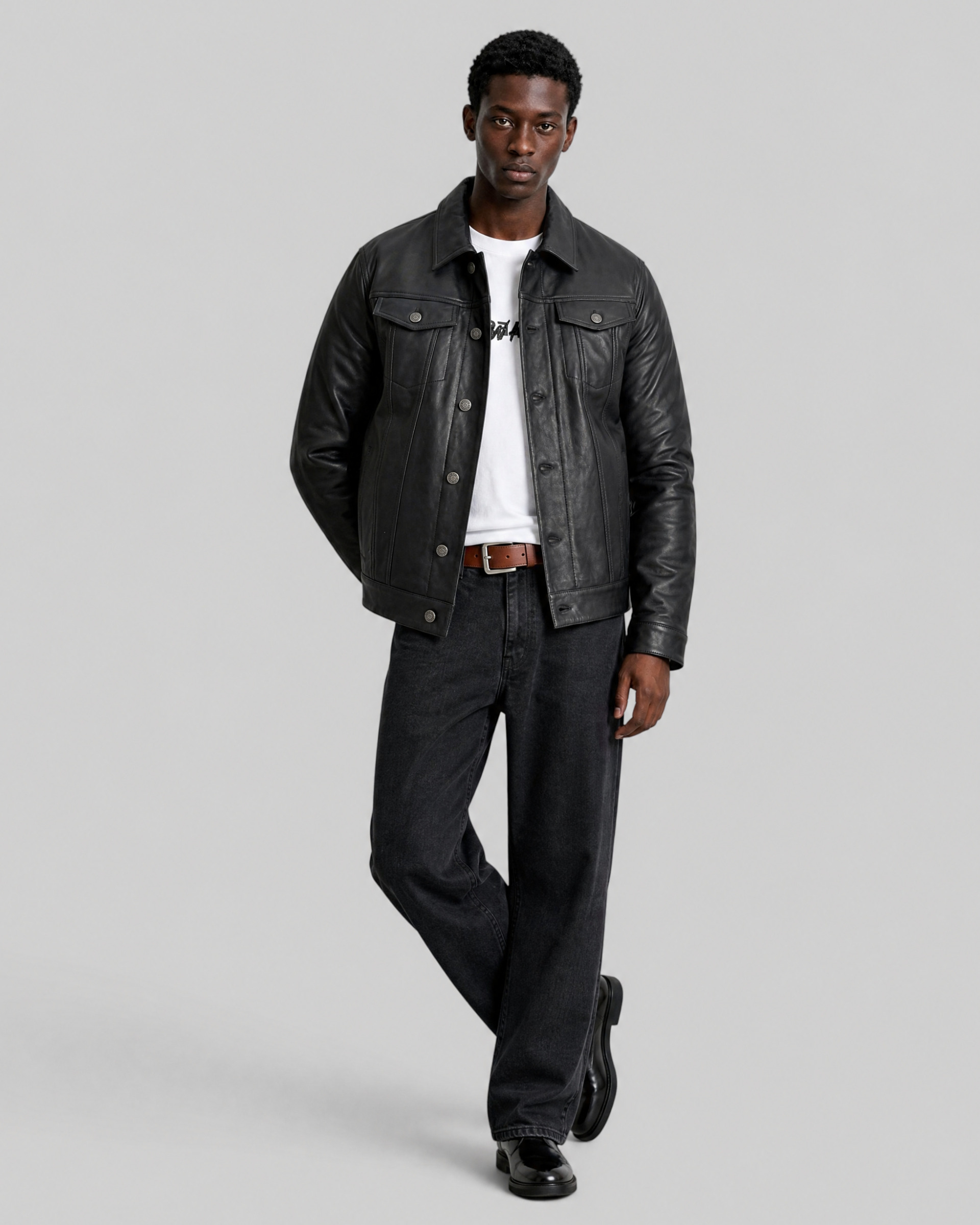 Black leather jacket