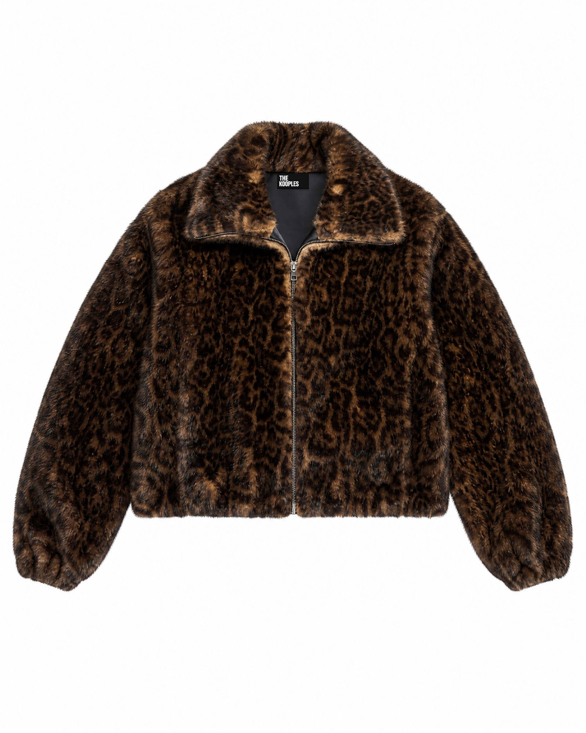 Leopard-print faux fur jacket