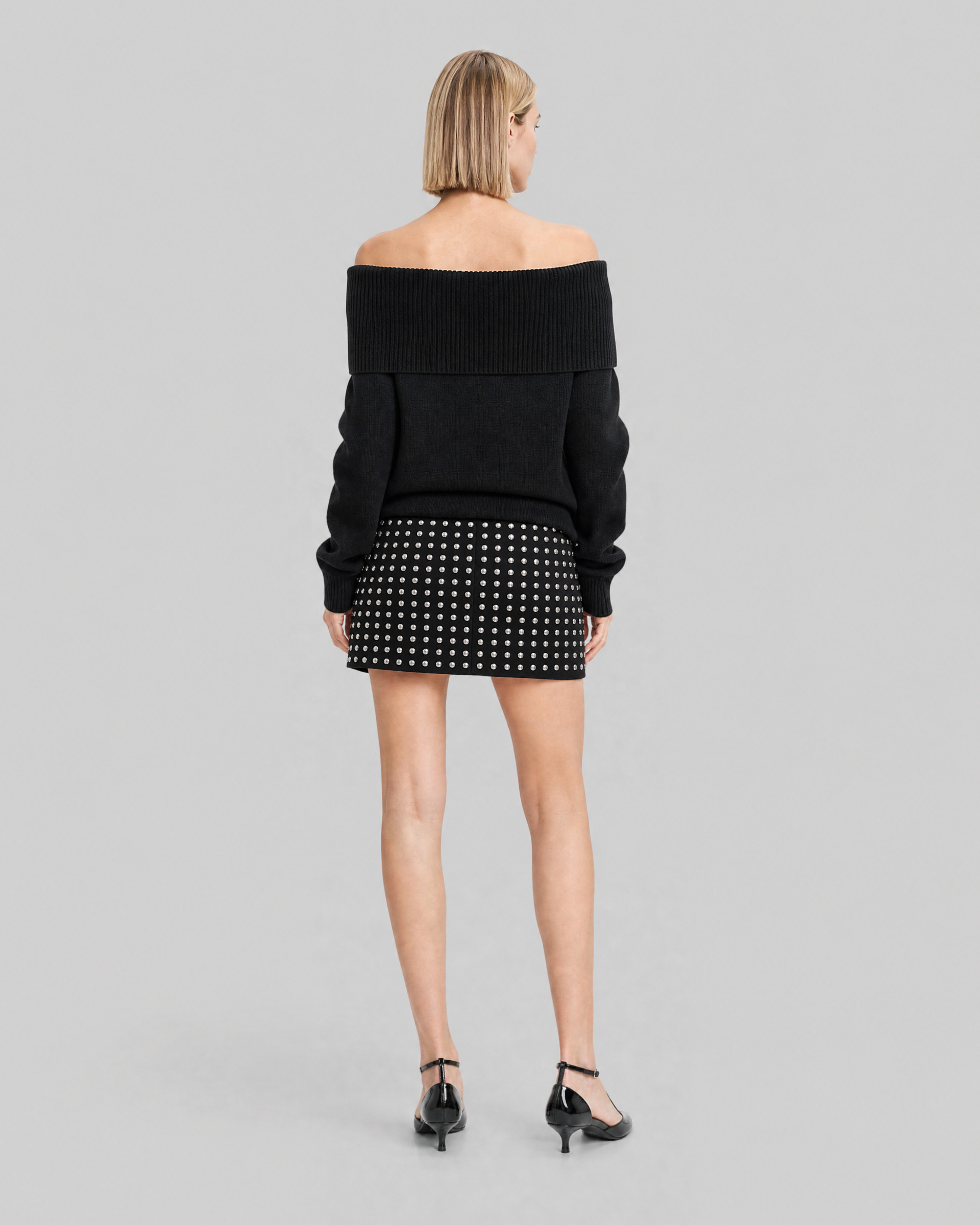 Black Short Skirt with Studs